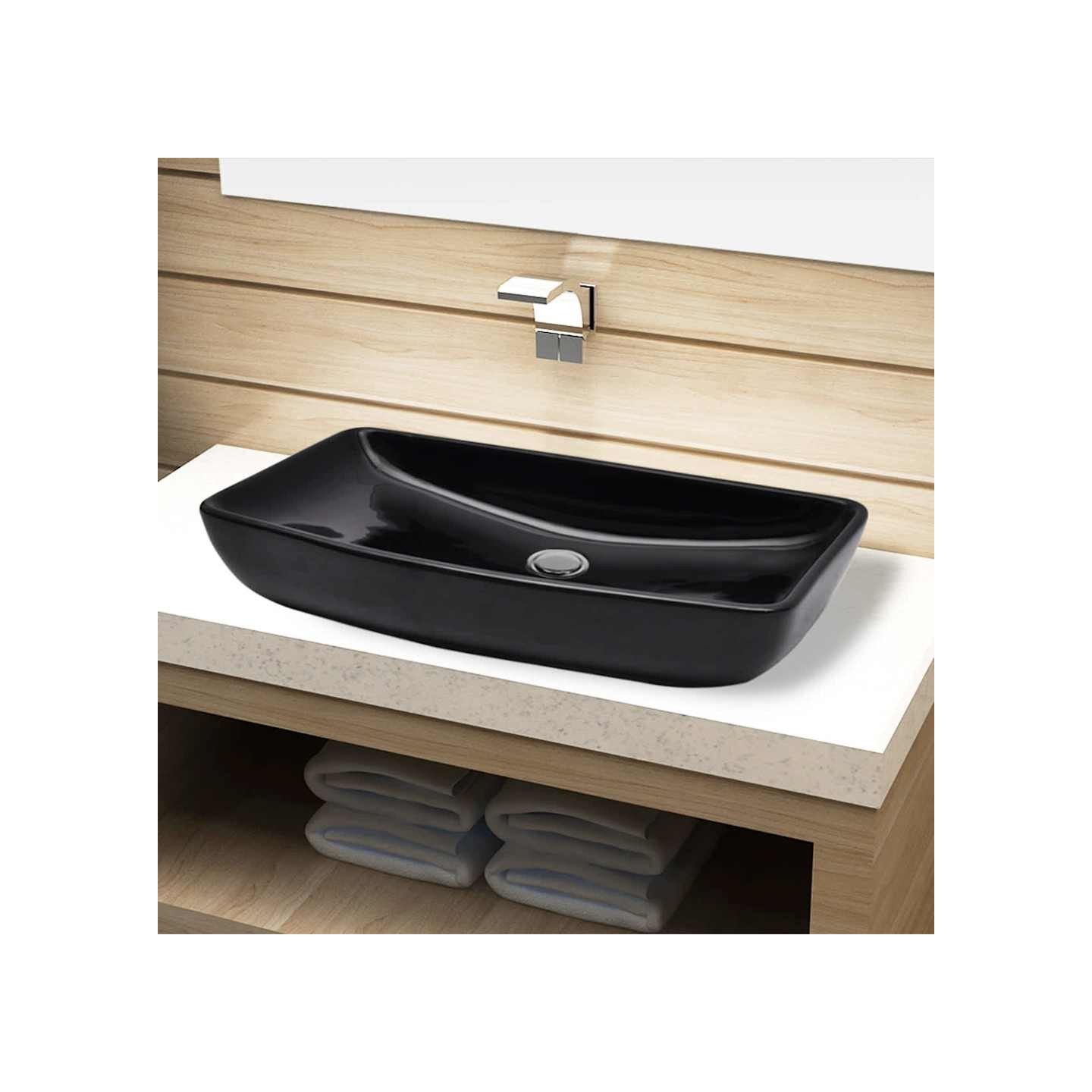 Vasque rectangulaire céramique Noir pour salle de bain