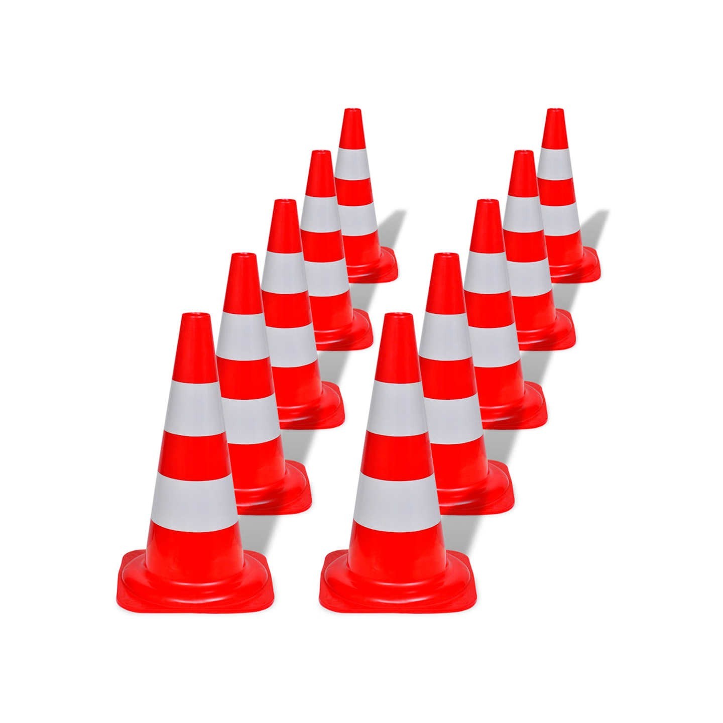 Cône de signalisation réfléchissant 10 pcs 50 cm Rouge et blanc