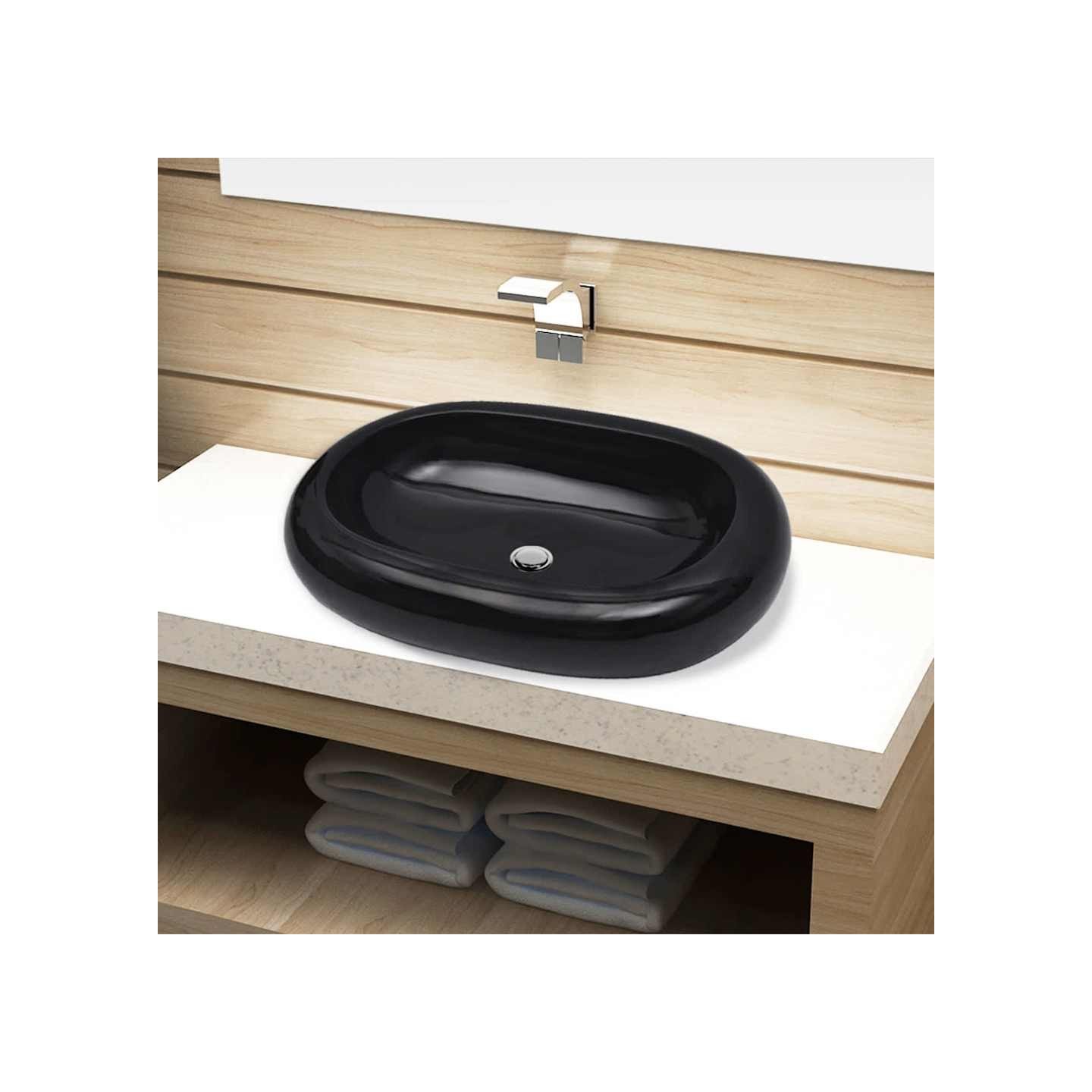 Vasque ovale céramique Noir pour salle de bain