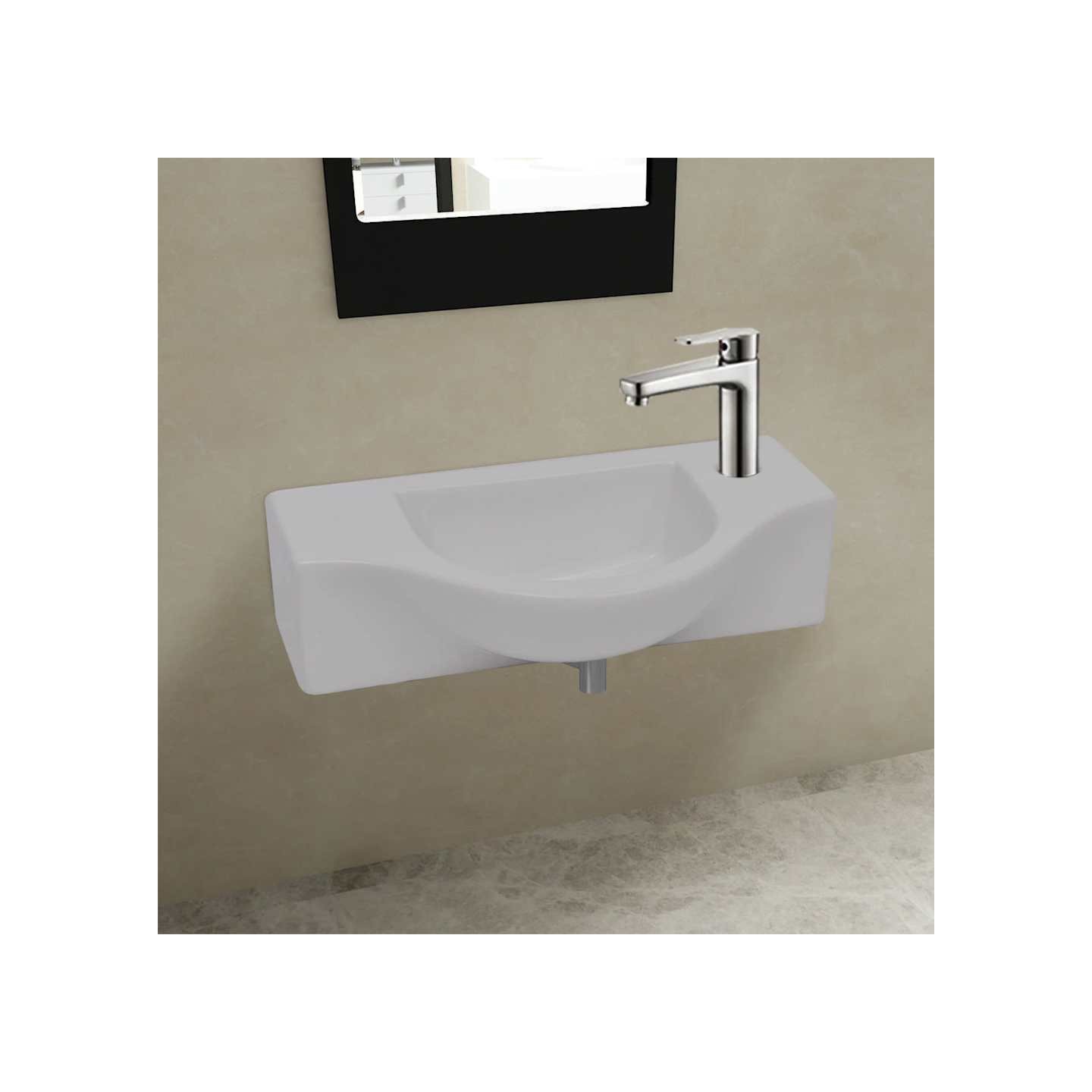Vasque à trou pour robinet céramique Blanc pour salle de bain