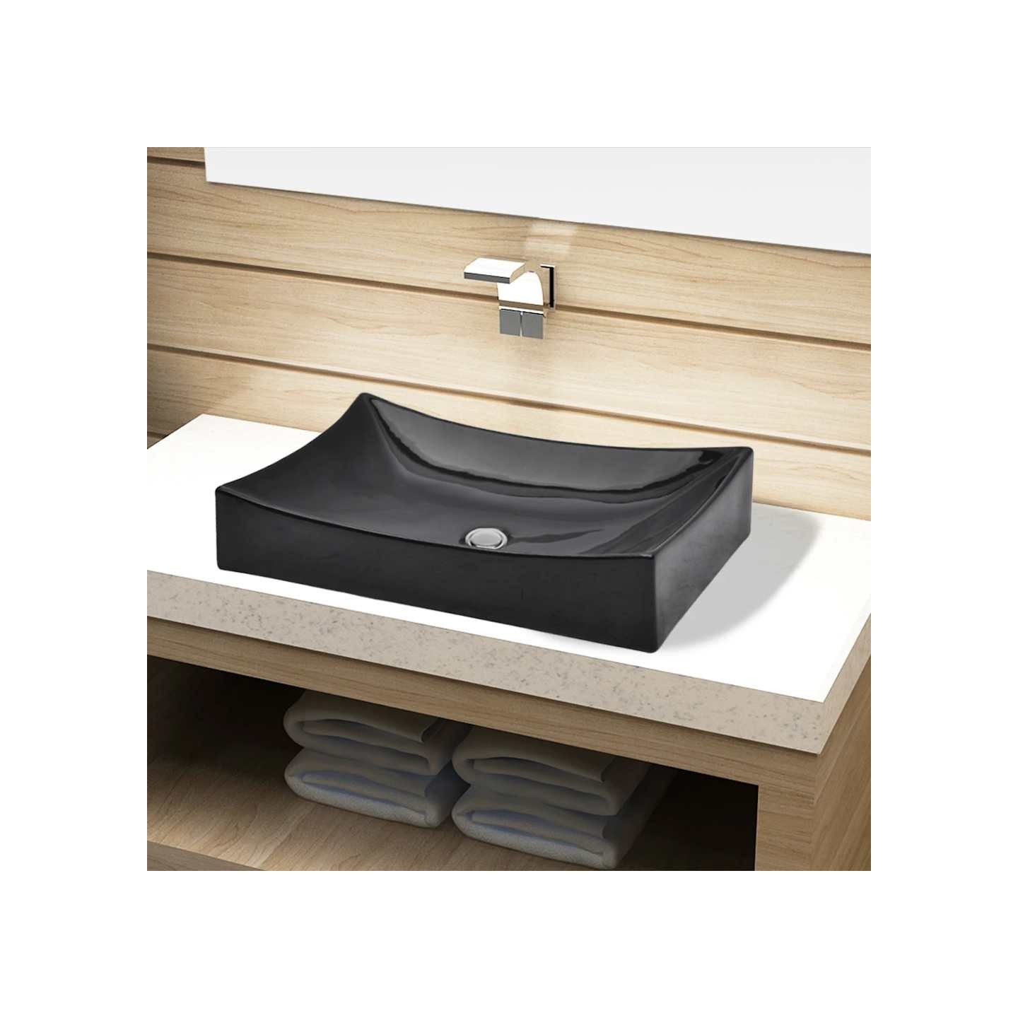 Vasque rectangulaire céramique Noir pour salle de bain