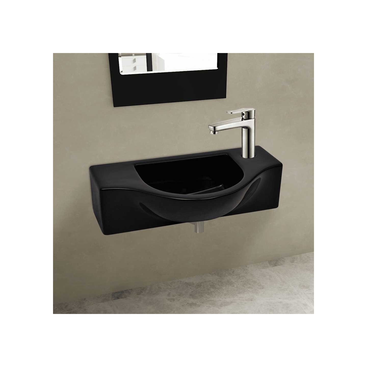 Vasque à trou pour robinet céramique Noir pour salle de bain