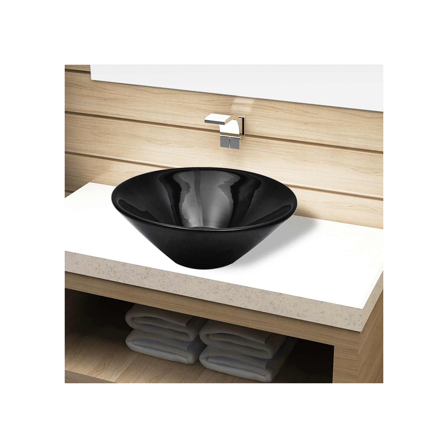 Vasque rond céramique Noir pour salle de bain