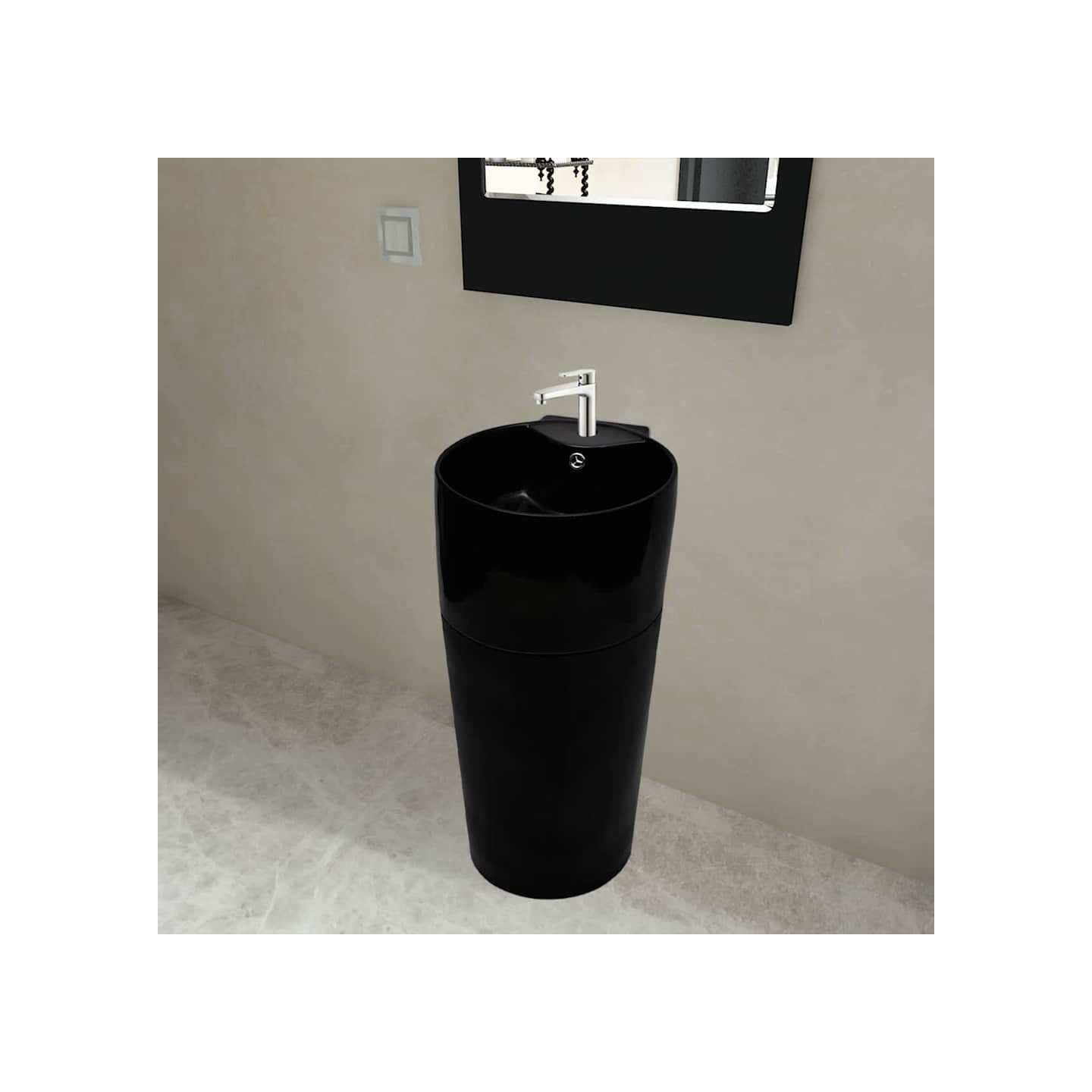 Vasque à trou de trop-plein/robinet céramique de salle de bain