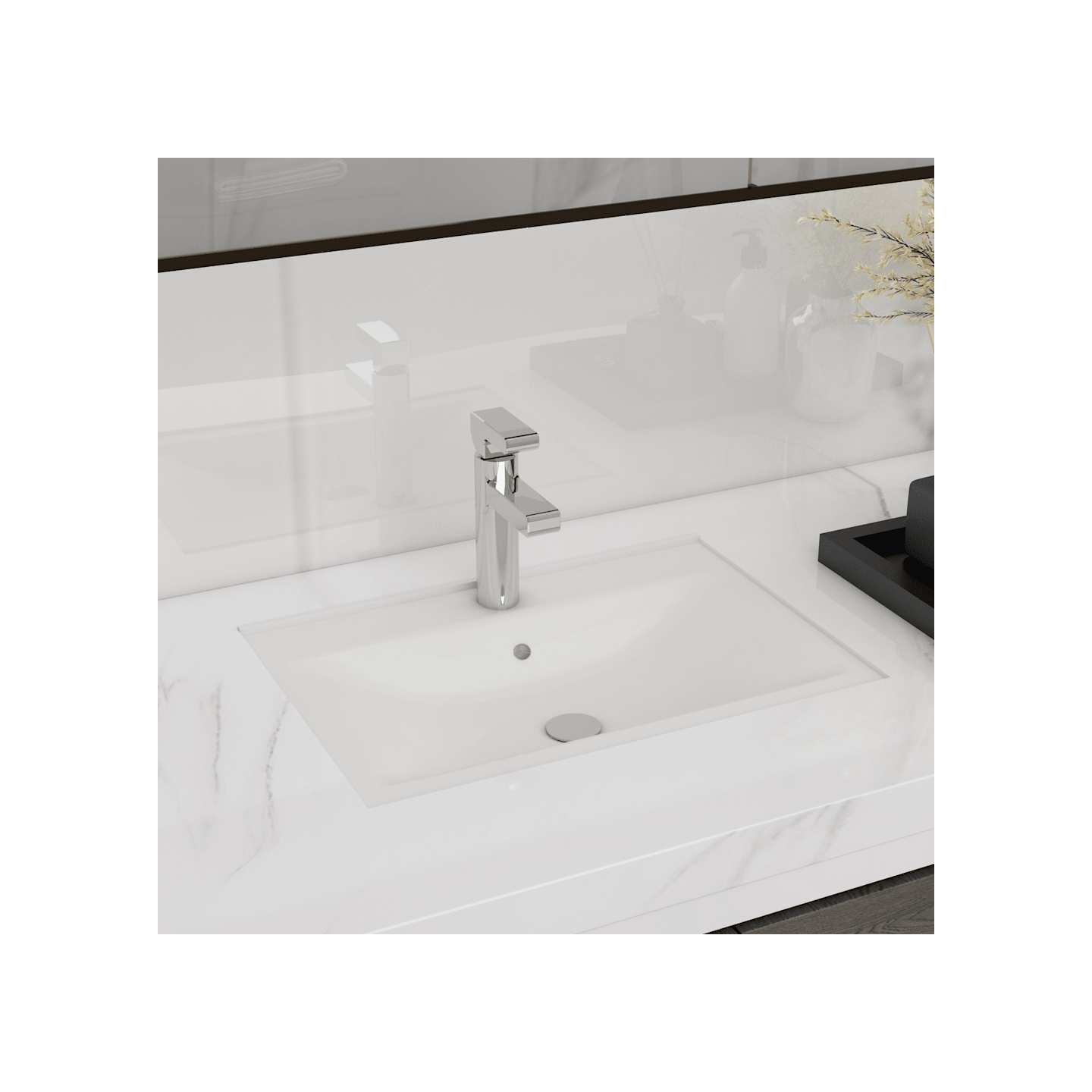 Vasque à trou de trop-plein/robinet céramique pour salle de bain Blanc