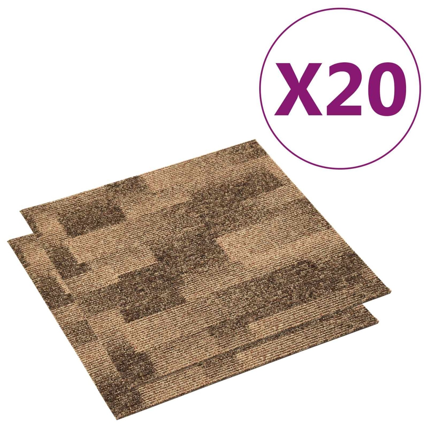 Moquette de sol 20 pc Marron 50 x 50 cm PP Poils courts