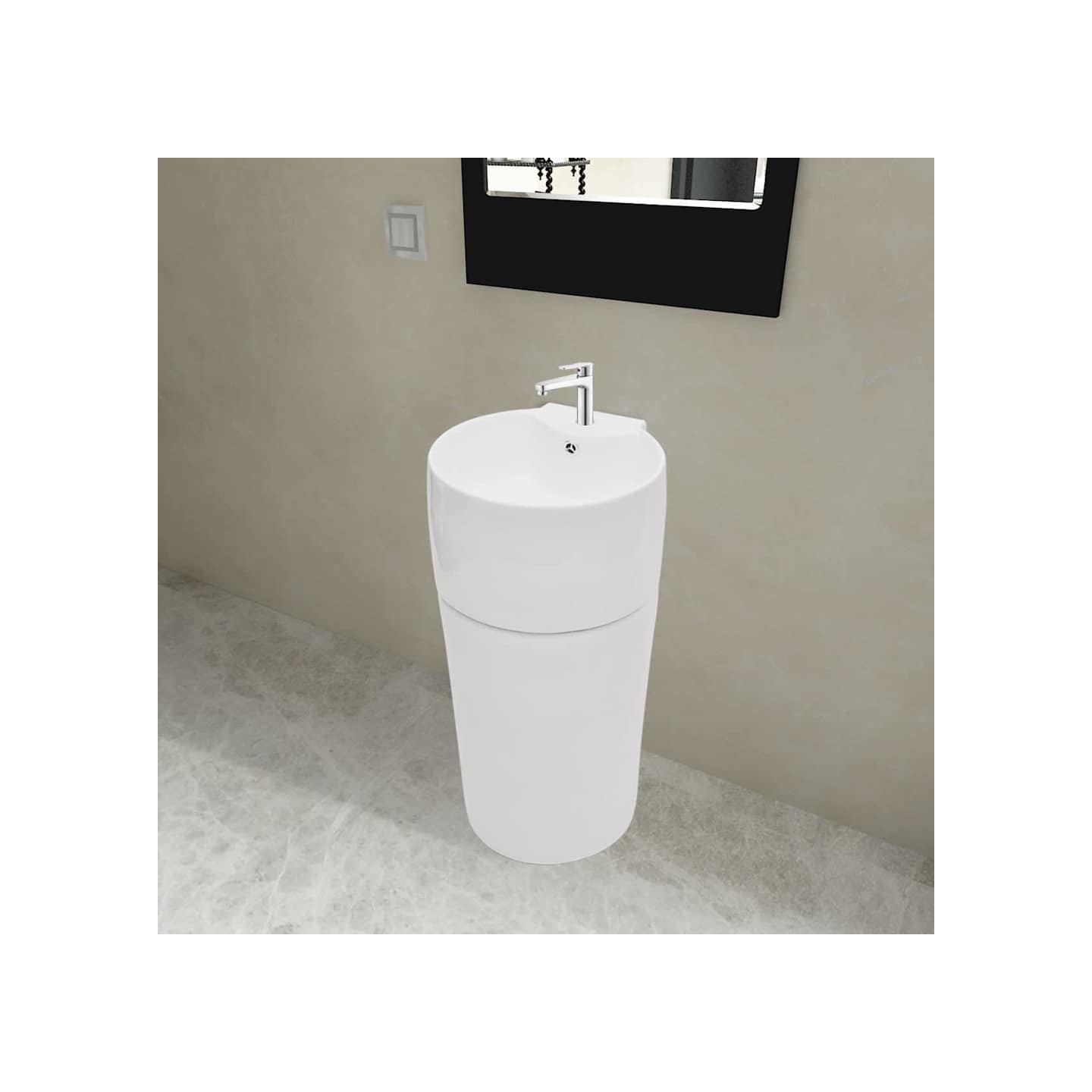 Vasque à trou de trop-plein/robinet céramique blanc pour salle de bain