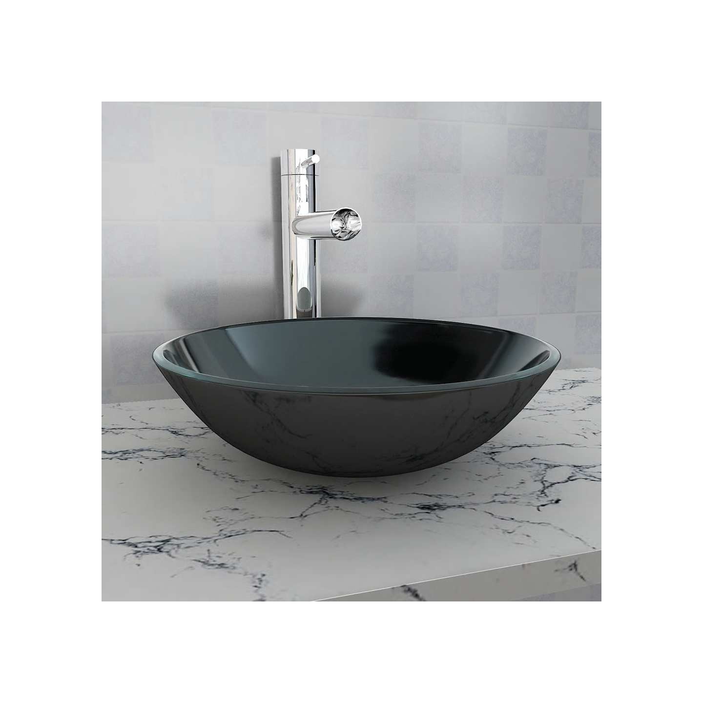 Lavabo Verre trempé 42 cm Noir