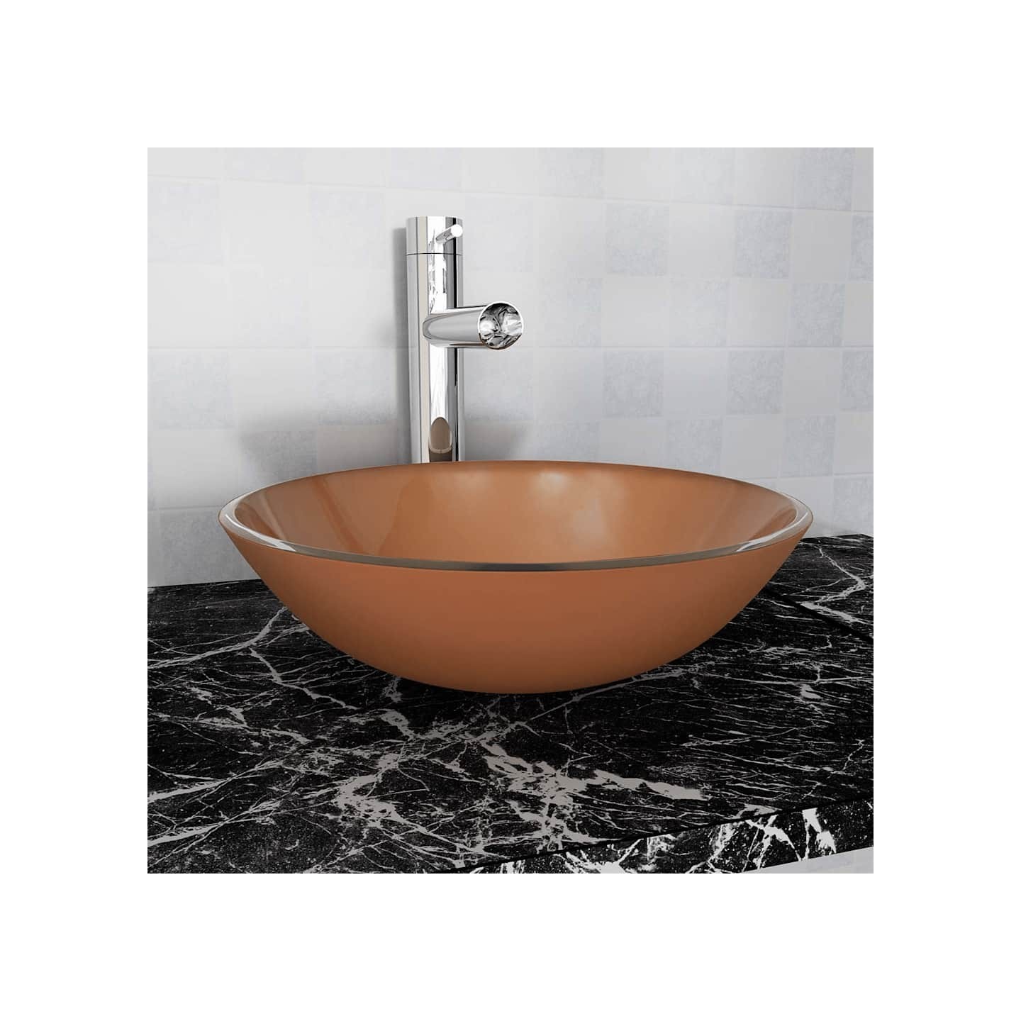 Lavabo Verre trempé 42 cm Marron