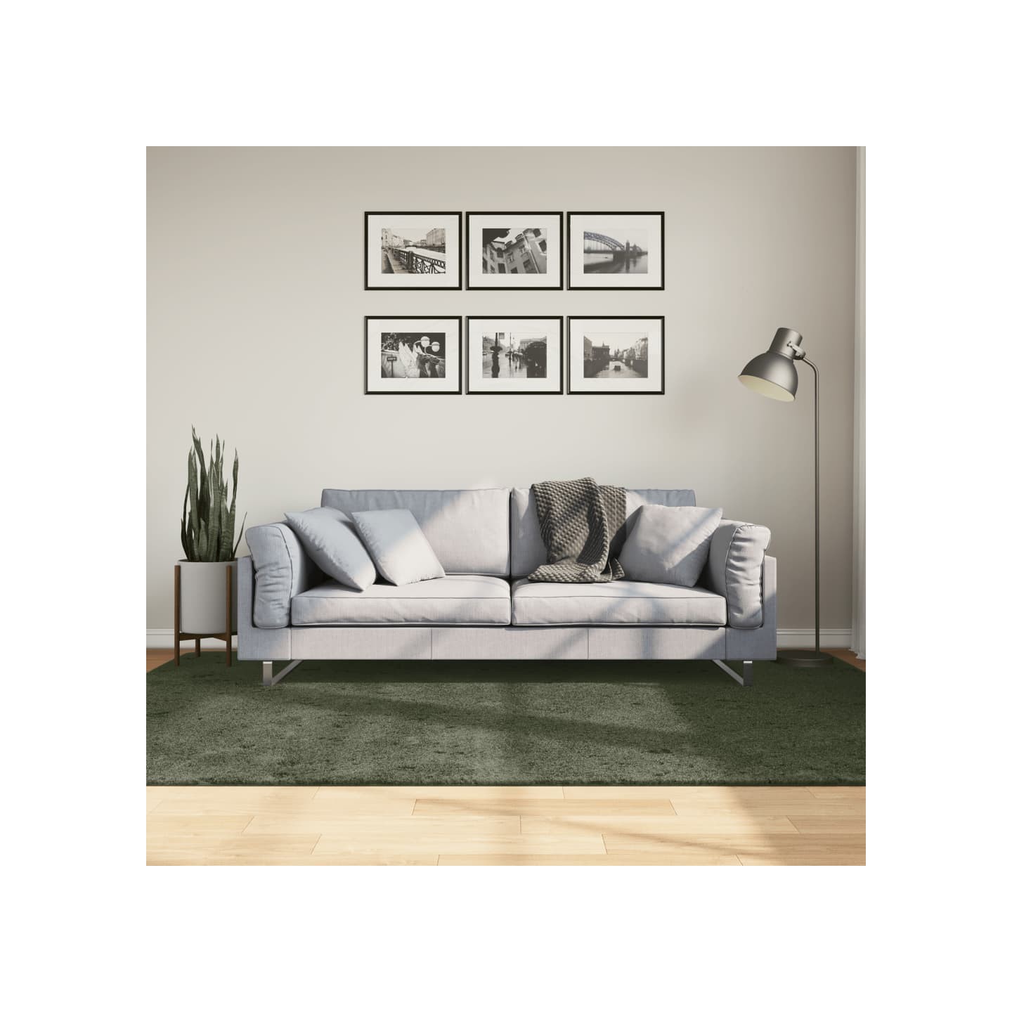 Tapis HUARTE à poils courts doux lavable vert forêt 160x230 cm