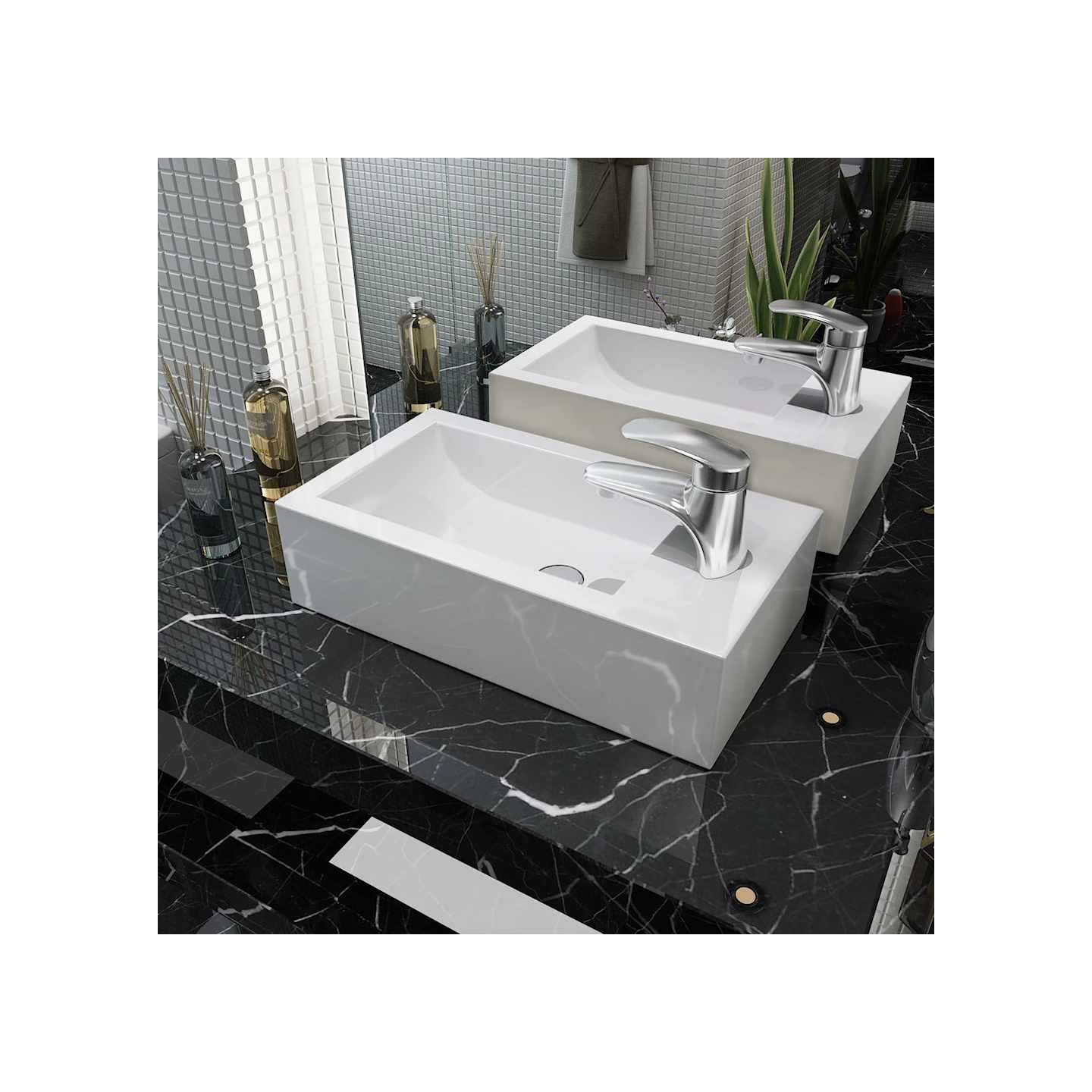 Vasque + trou de robinet Céramique Blanc 46 x 25,5 x 12 cm