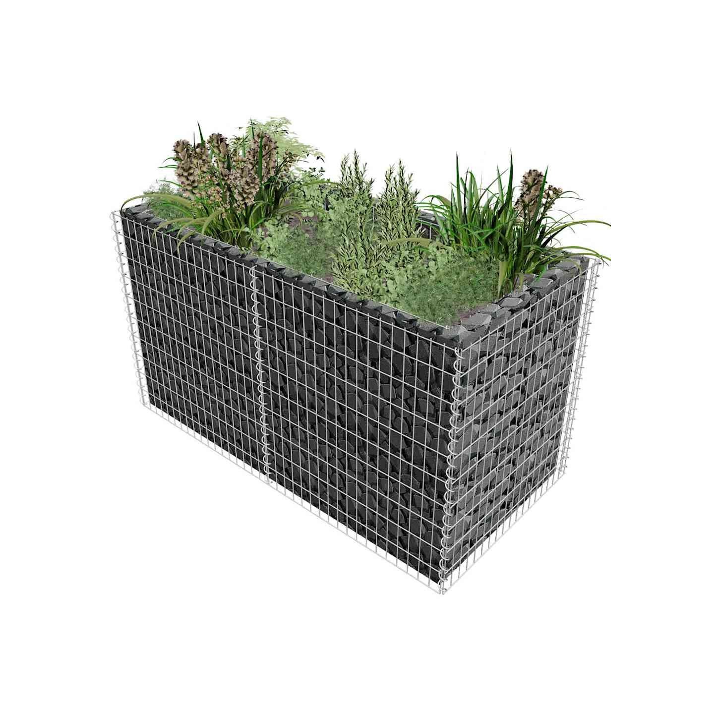 Lit surélevé à gabion Acier 180 x 90 x 100 cm Argenté