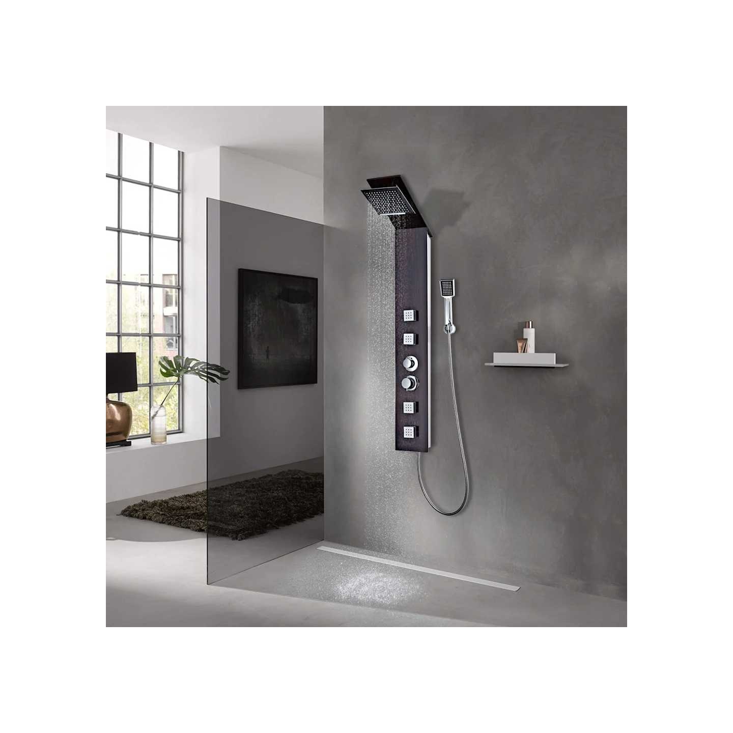 Système de panneau de douche Verre Marron