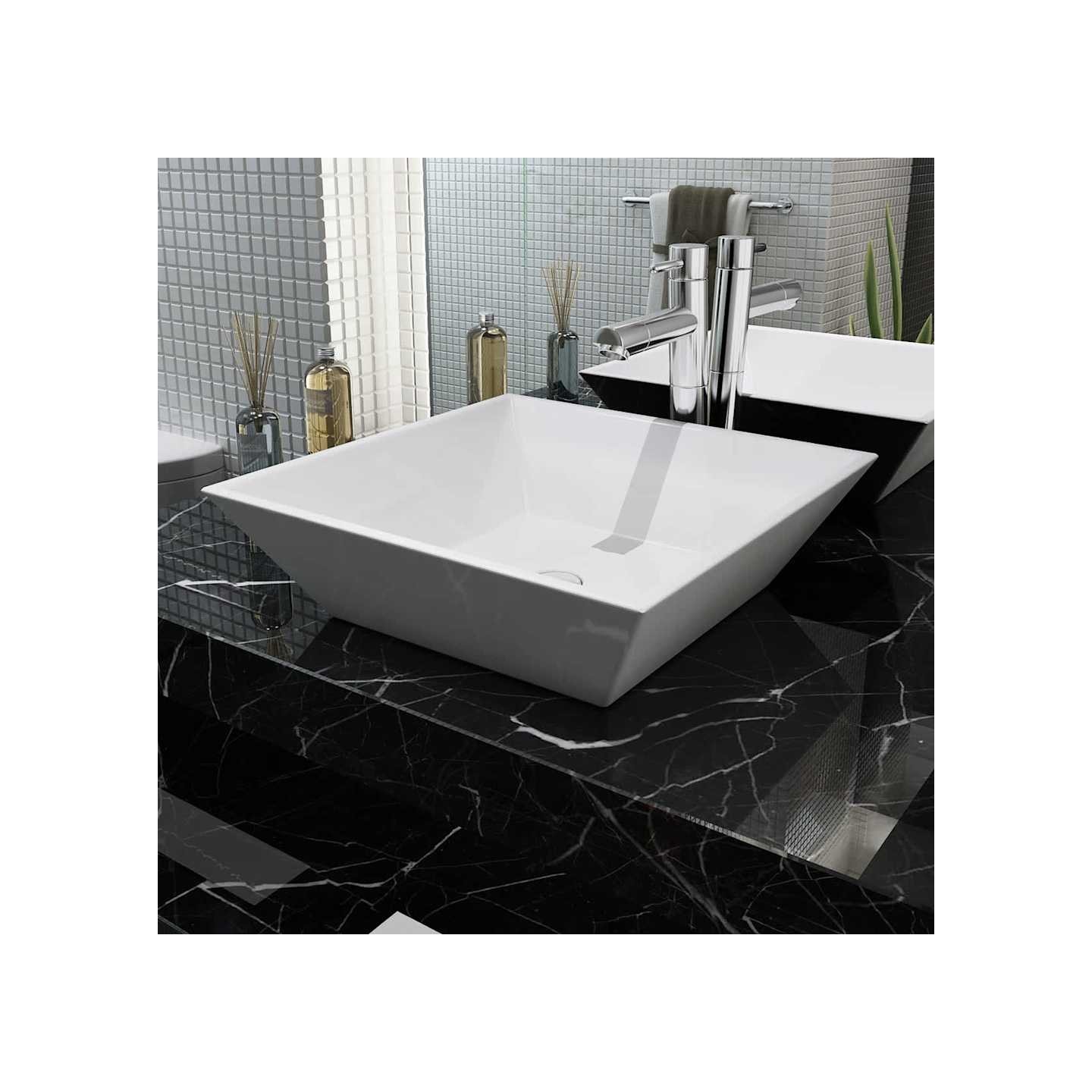 Lavabo carrée Céramique Blanc 41,5 x 41,5 x 12 cm