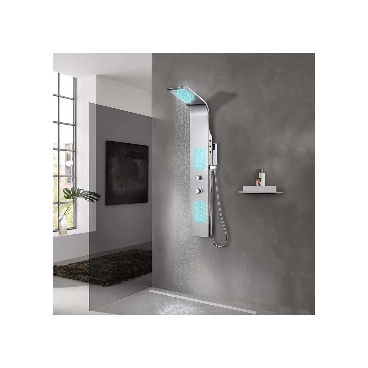 Système de panneau de douche acier inoxydable incurvé