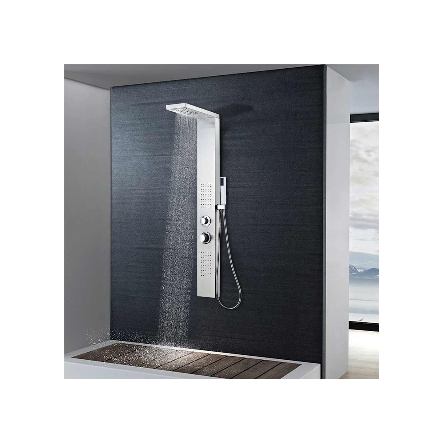 Système de panneau de douche Acier inoxydable Carré