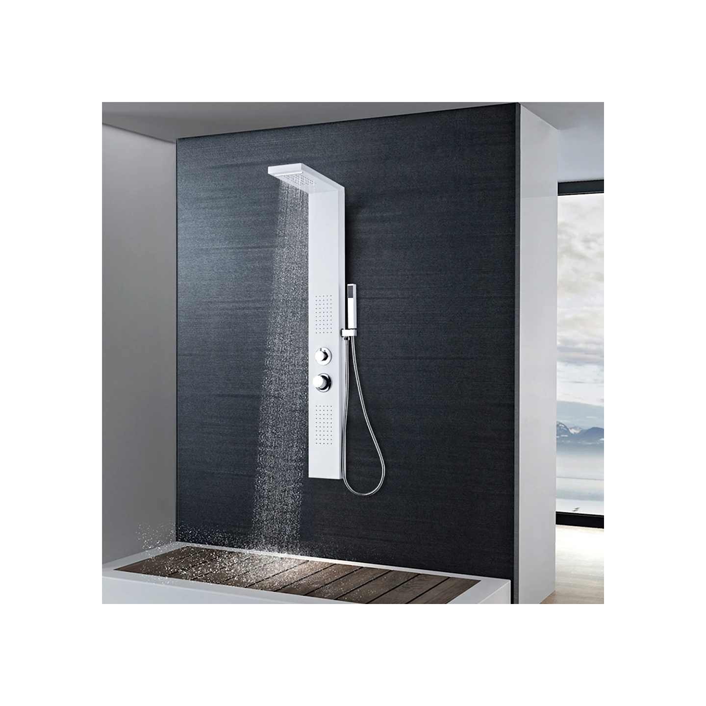 Système de panneau de douche Aluminium Mat Blanc