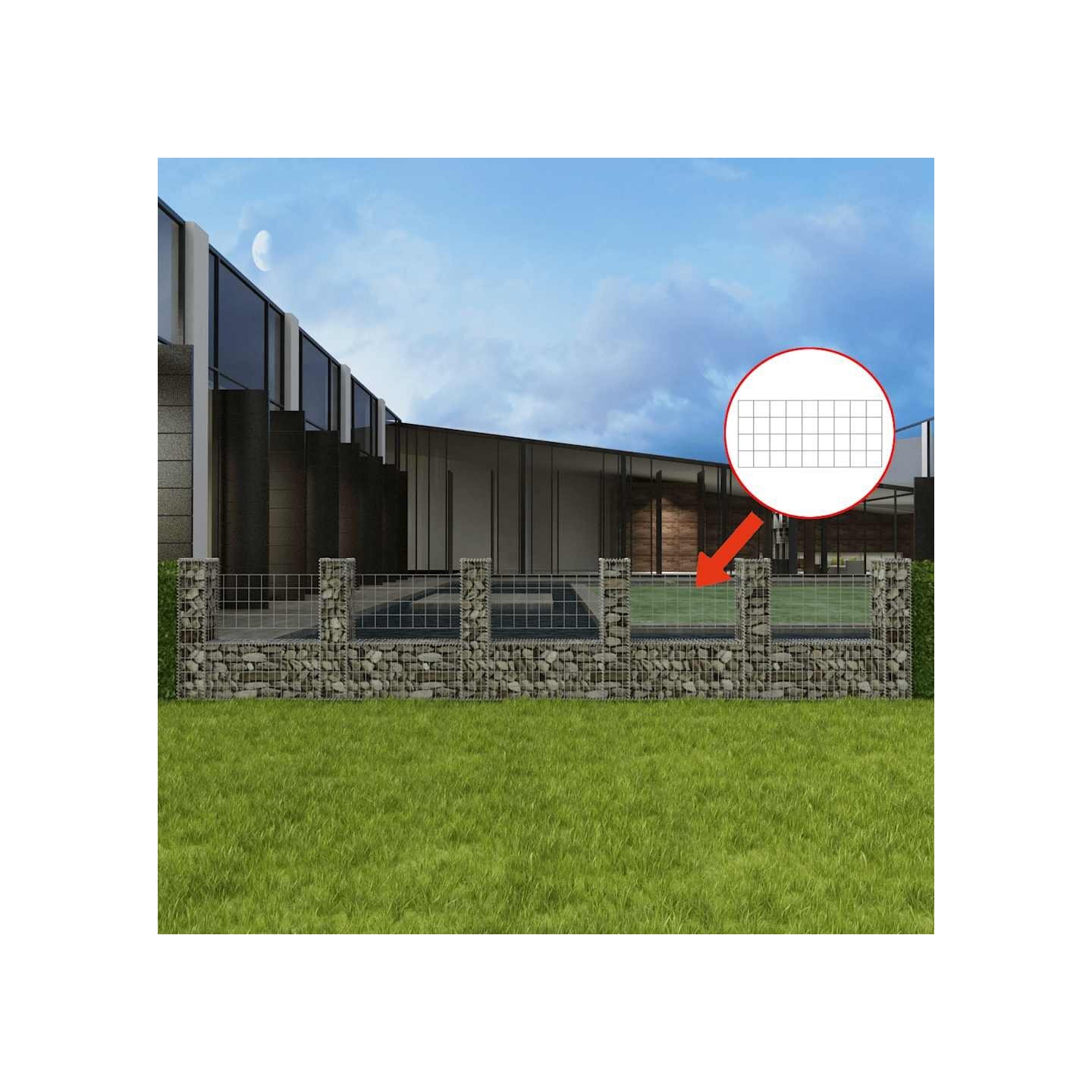 Panier de gabion en forme de U Acier galvanisé 570x20x100 cm