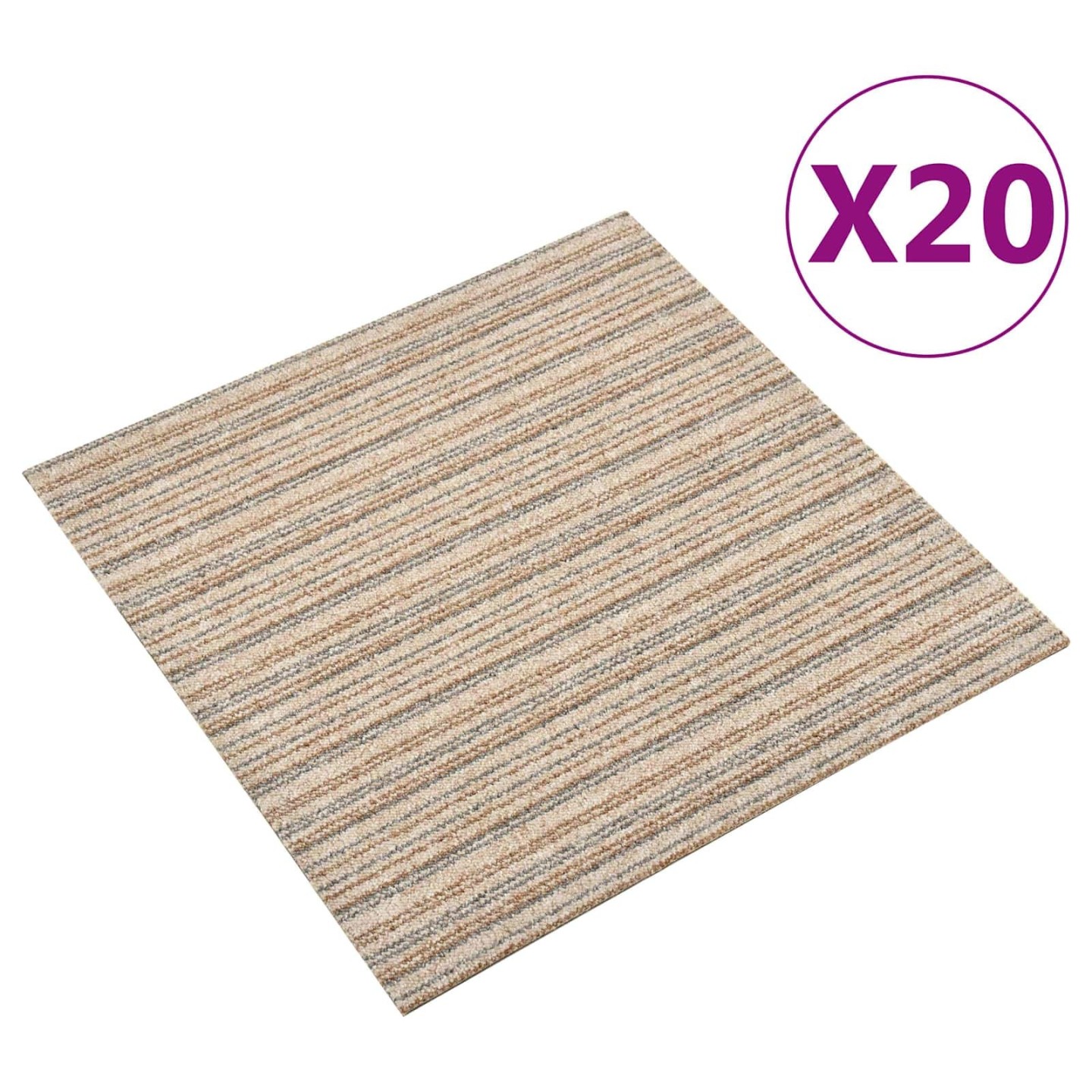 Tapis 20 pc Beige rayé 50 x 50 cm 100% Polypropylène