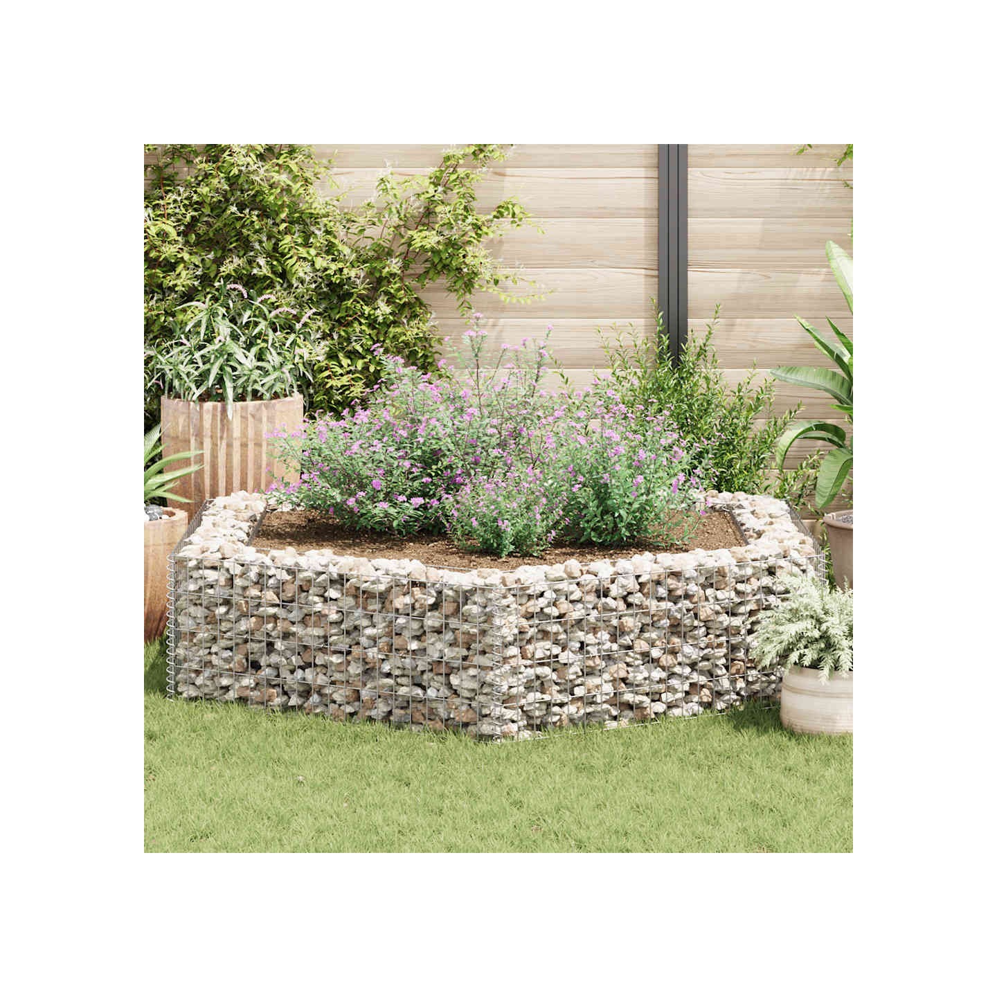 Lit surélevé à gabion hexagonale 200x173x40 cm