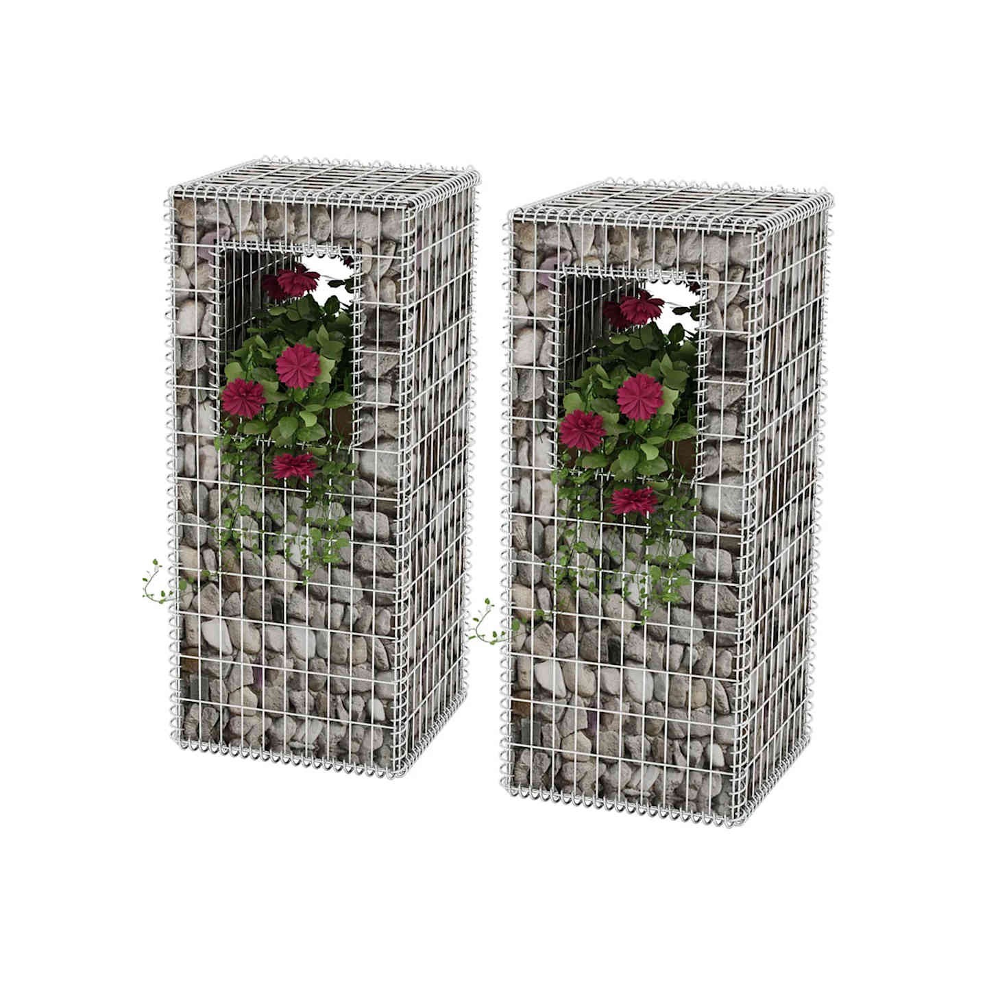 Jardinière/Poteau de panier gabion 2 pcs Acier 50x50x120 cm