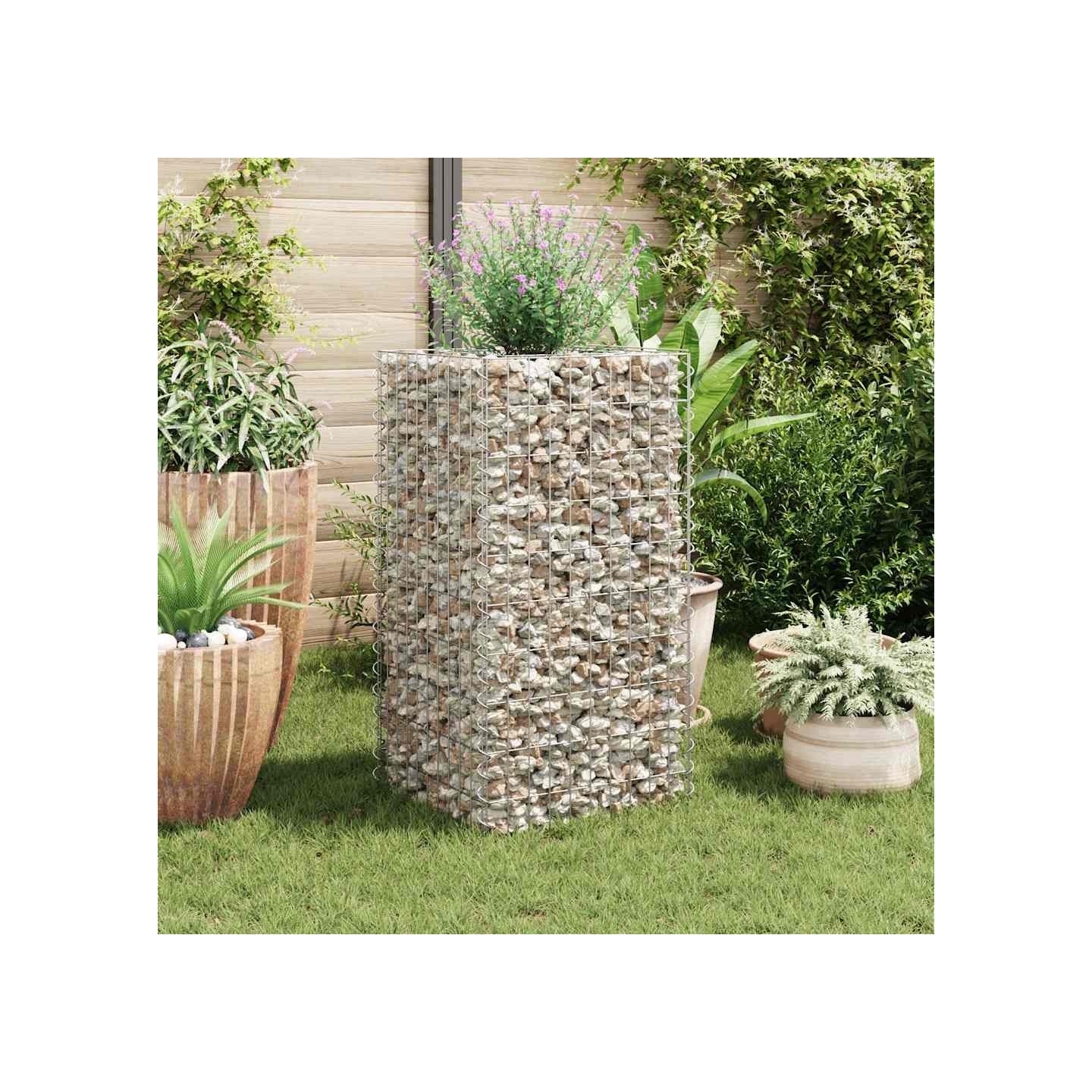 Lit surélevé à gabion Acier 50x50x100 cm