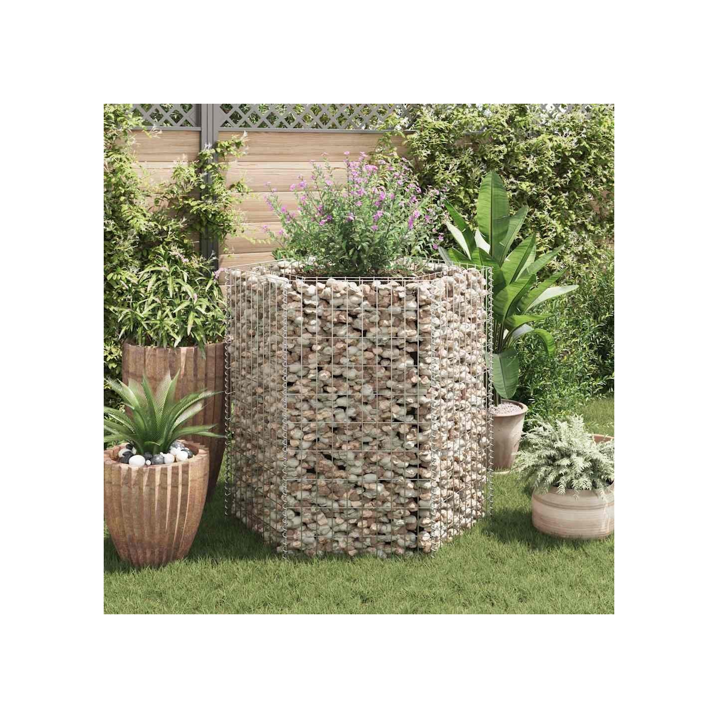 Lit surélevé à gabion hexagonale 100x90x100 cm
