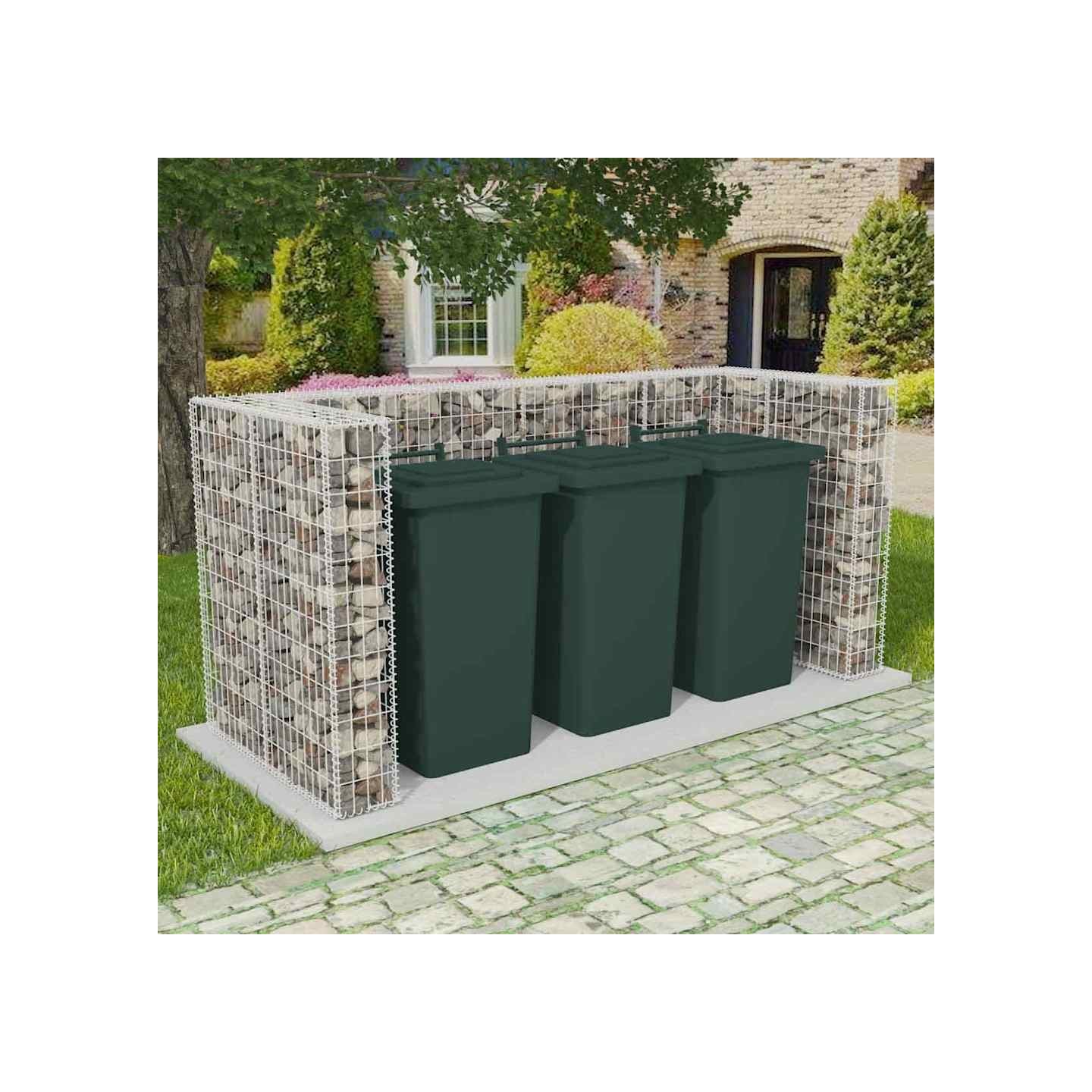 Cadre de gabion de poubelle triple Acier 250 x 100 x 120 cm