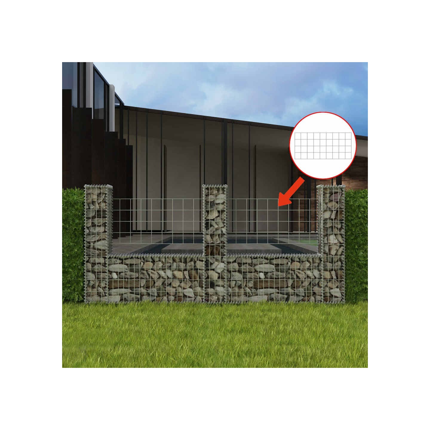 Panier de gabion en forme de U Acier galvanisé 240x20x100 cm