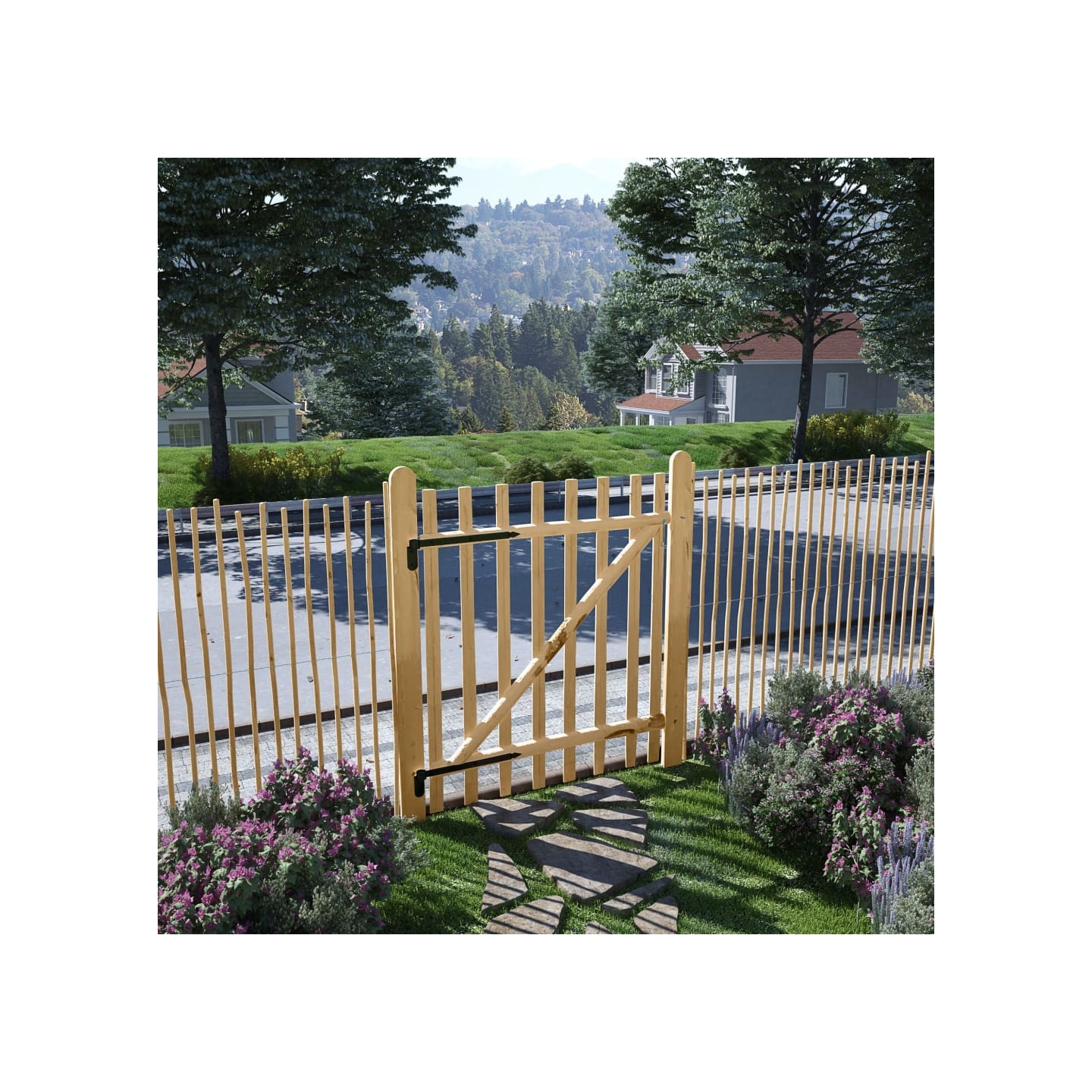 Portillon simple de clôture Bois de noisetier 100x120 cm