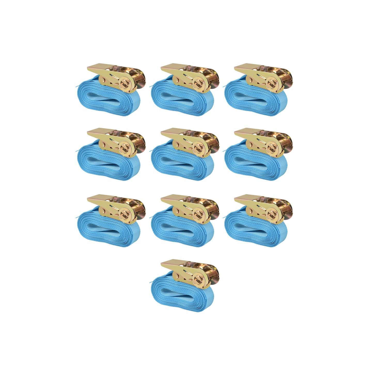 Sangle d’arrimage à cliquet 10 pcs 0,8 tonne 4 m x 25 mm Bleu