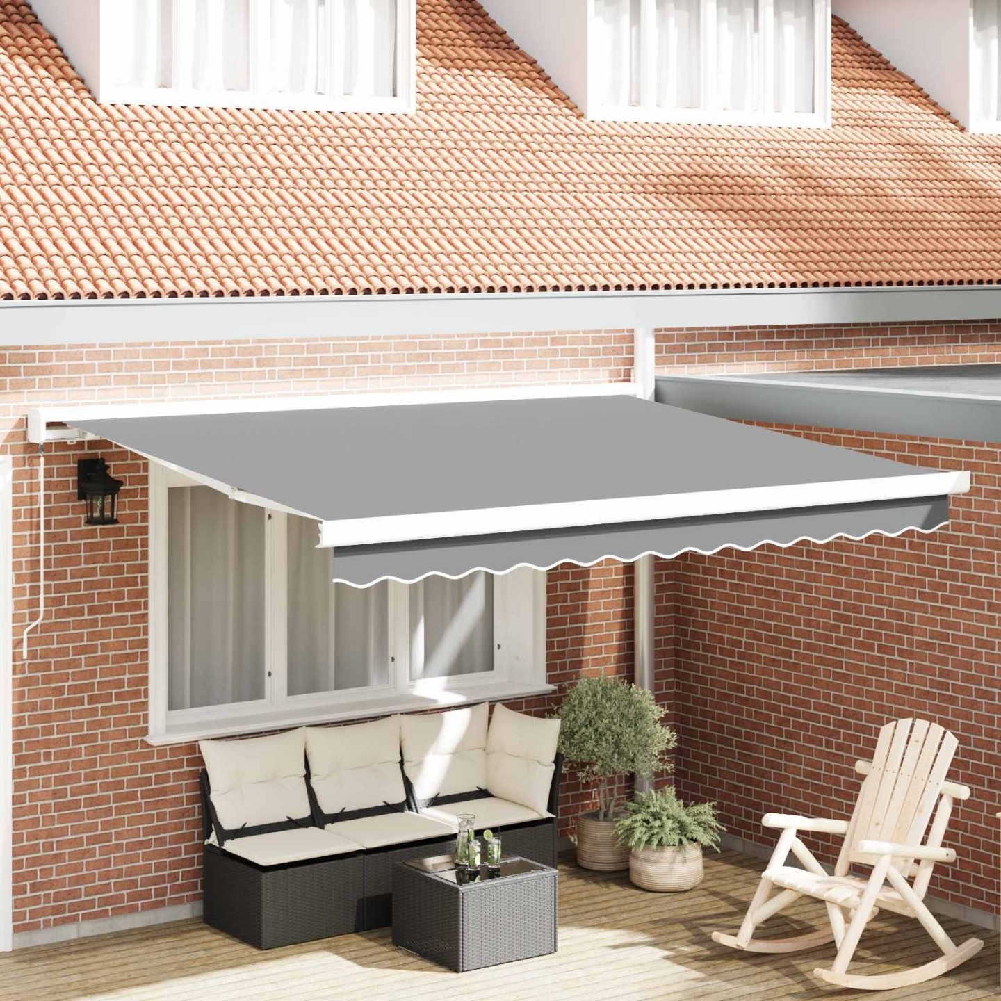Cadre de auvent manuel 3 x 2,5 m Blanc Aluminium thermolaqué