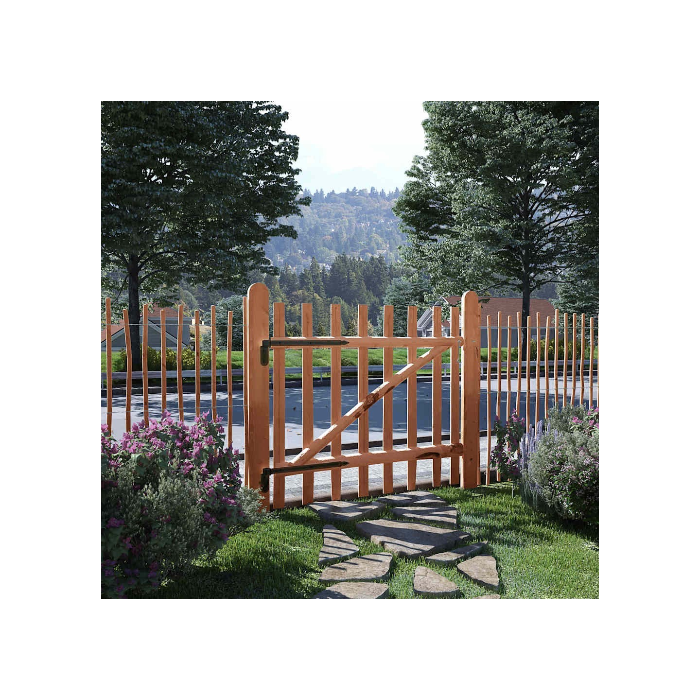 Portillon de clôture Bois de noisetier imprégné 100x90 cm