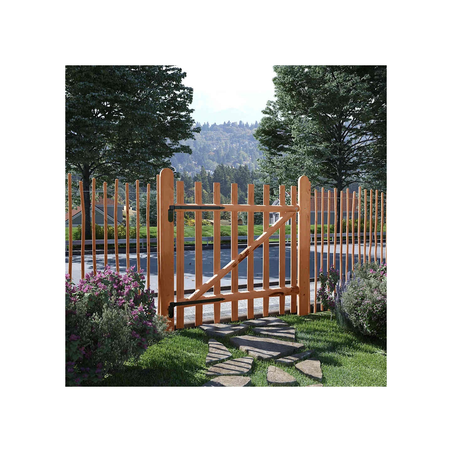 Portillon de clôture Bois de noisetier imprégné 100x100 cm