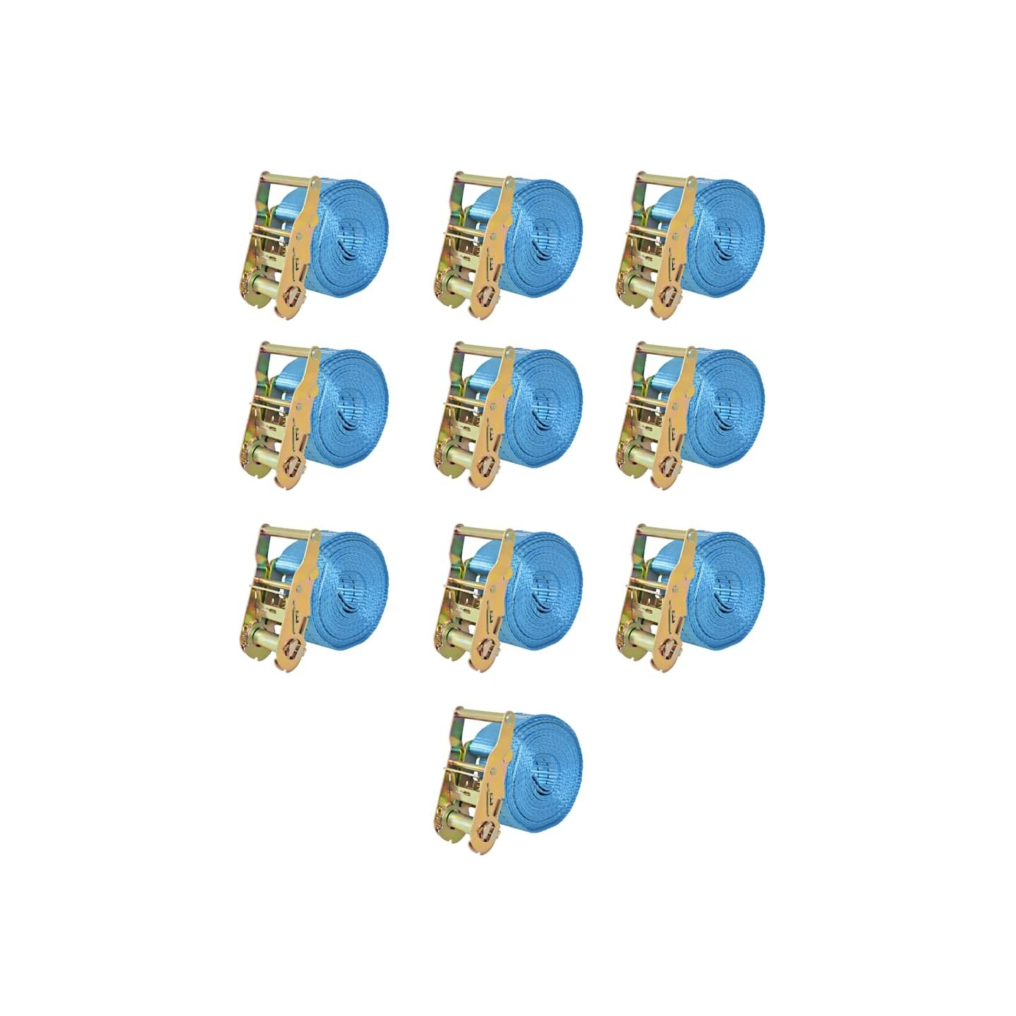 Sangle d’arrimage à cliquet 10 pcs 2 tonnes 6 m x 38 mm Bleu