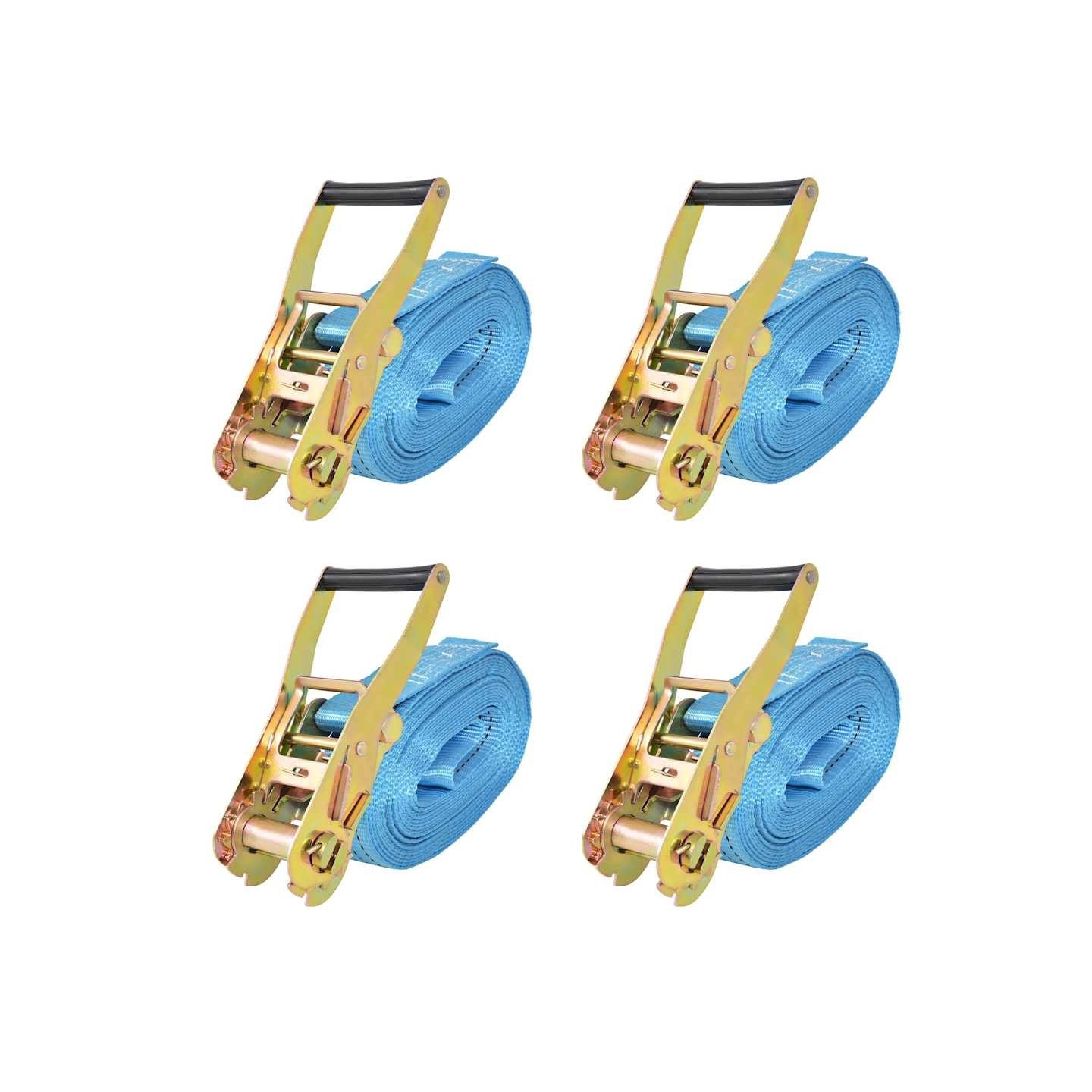 Sangle d’arrimage à cliquet 4 pcs 4 tonnes 8 m x 50 mm Bleu