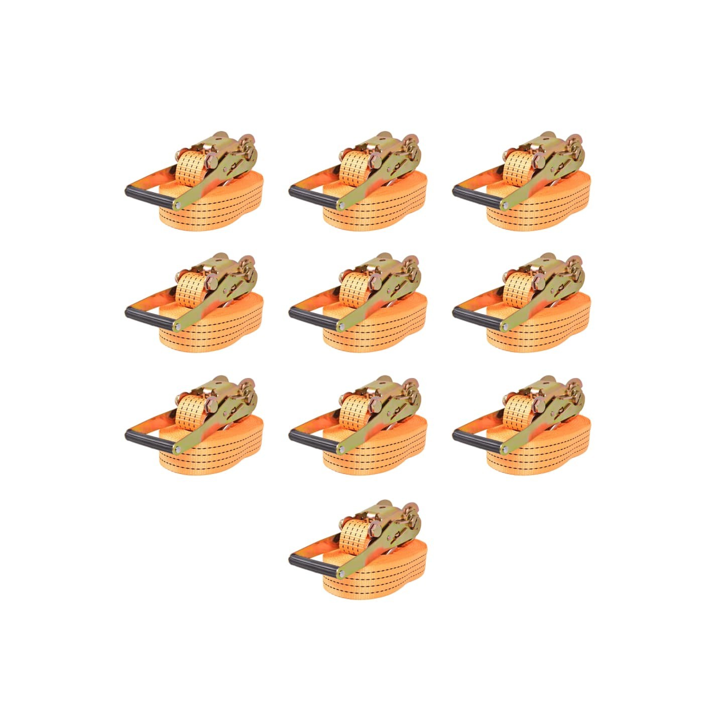 Sangle d’arrimage à cliquet 10 pcs 2 tonnes 8 m x 50 mm Orange