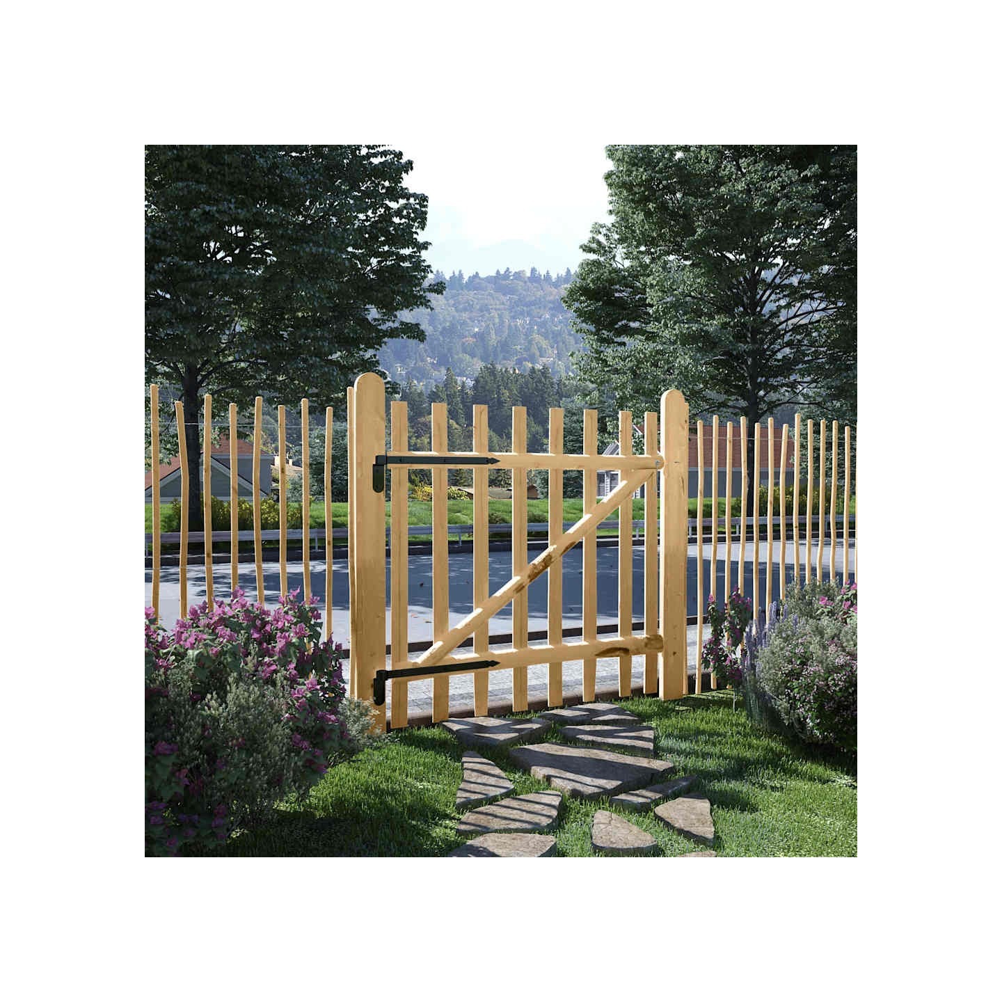 Portillon simple de clôture Bois de noisetier 100x100 cm