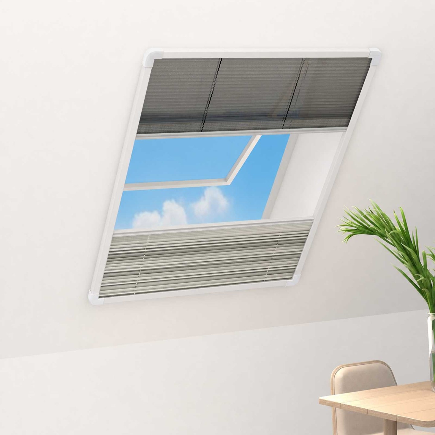 Moustiquaire plissée pour fenêtre et store Aluminium 80 x 120cm