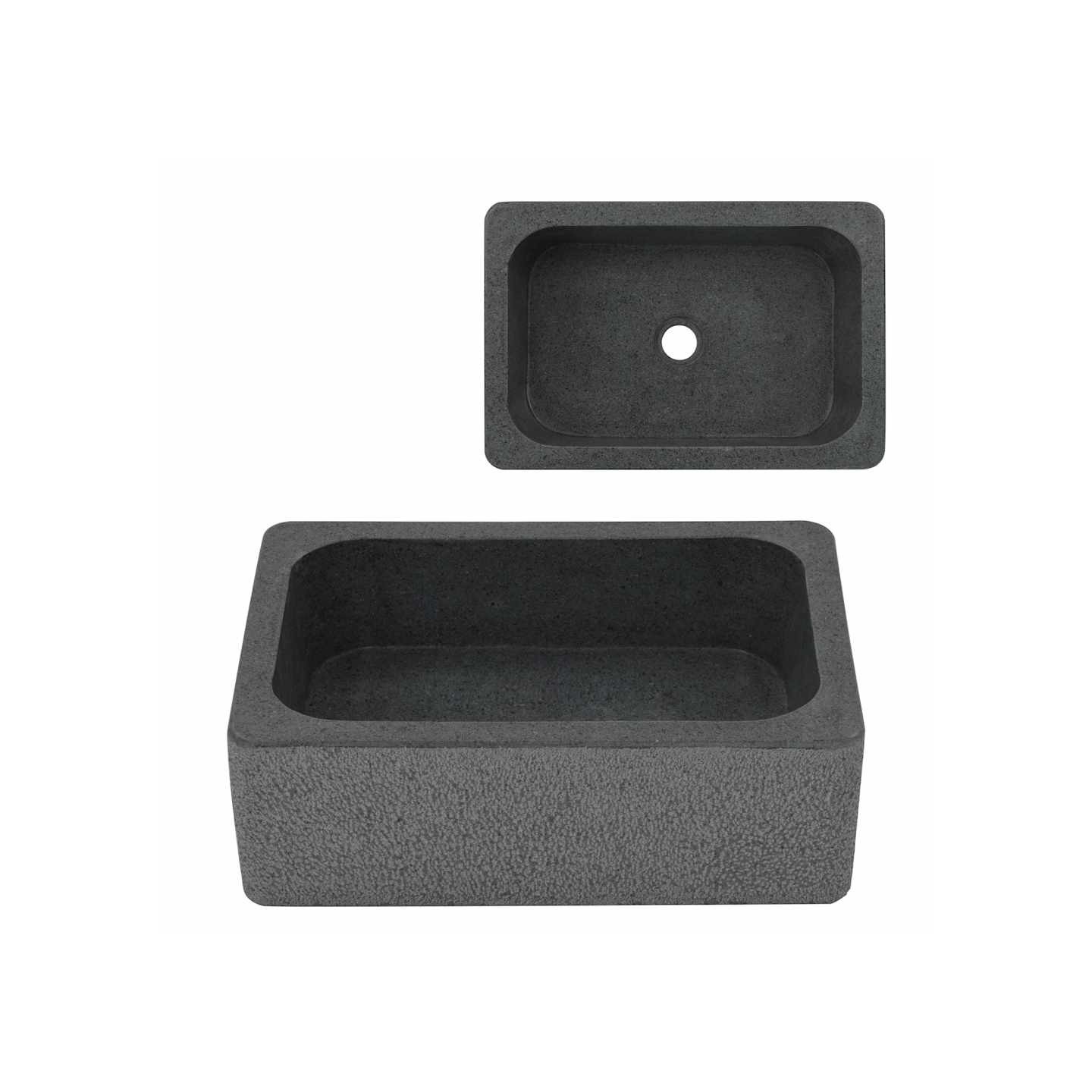 Lavabo 45 x 30 x 15 cm Pierre de rivière Noir