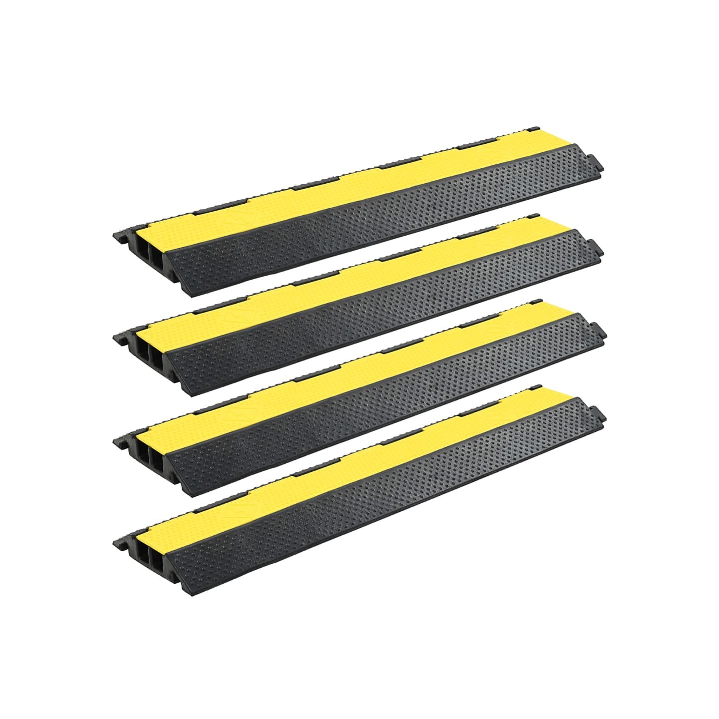 Rampe de protection de câble 4 pcs 2 canaux caoutchouc 101,5 cm