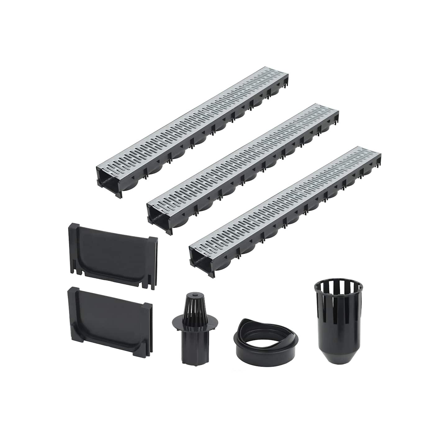 Caniveau de drainage 3 pcs Acier galvanisé 3 m
