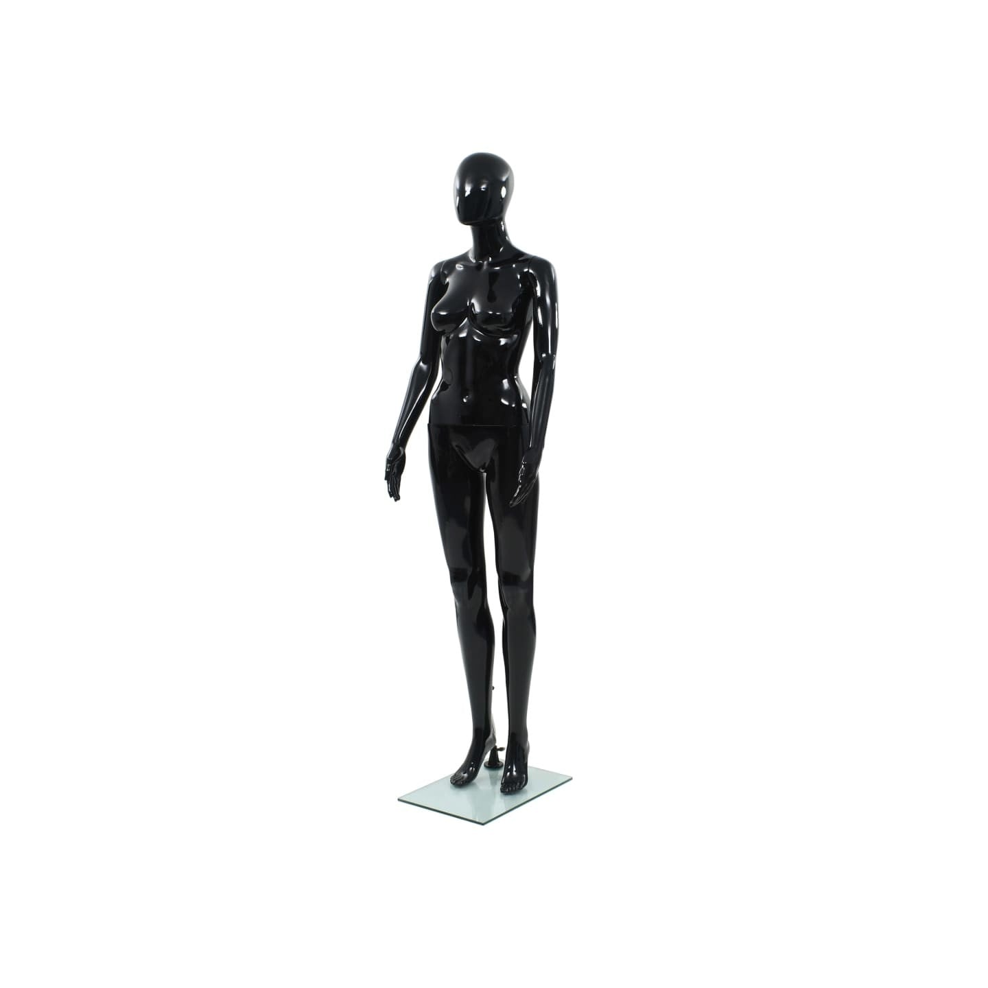 Mannequin femme corps complet base verre Noir brillant 175 cm