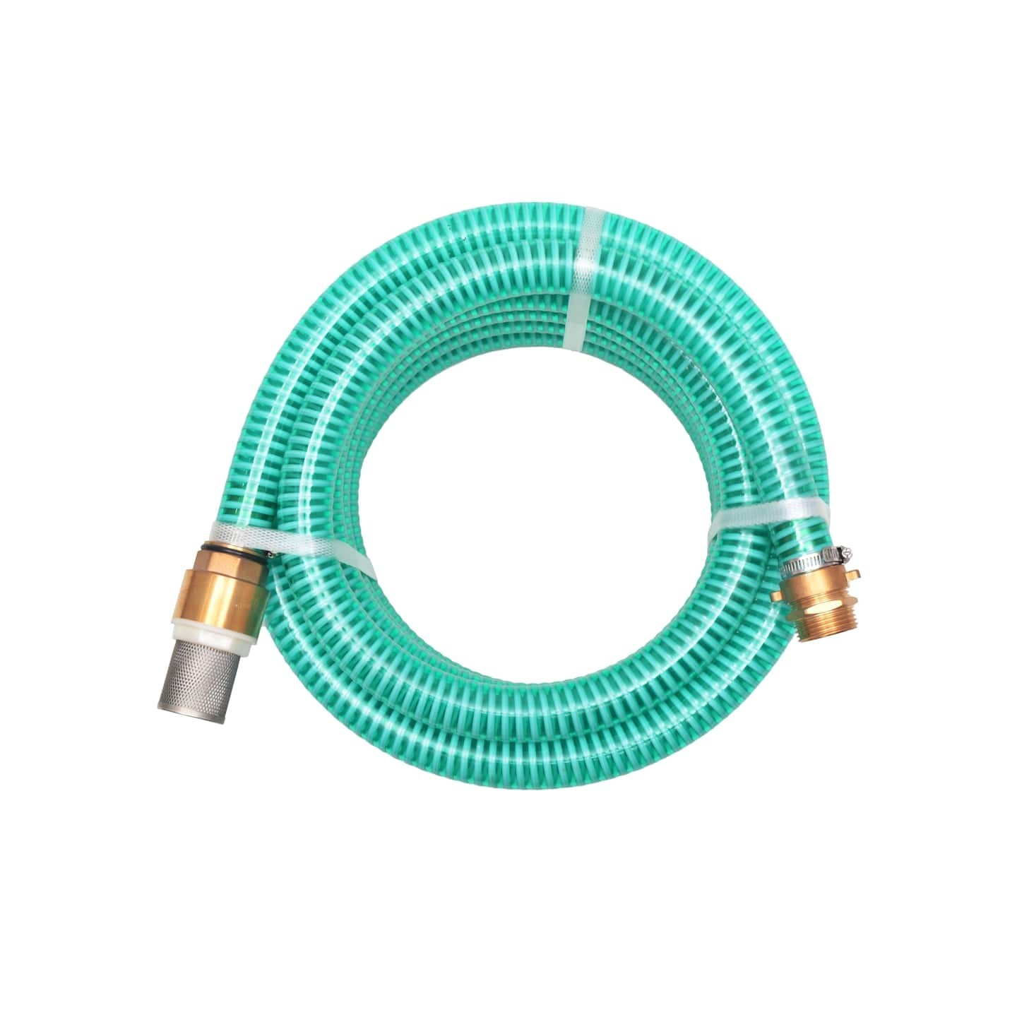 Tuyau d'aspiration avec raccords en laiton 15 m 25 mm Vert