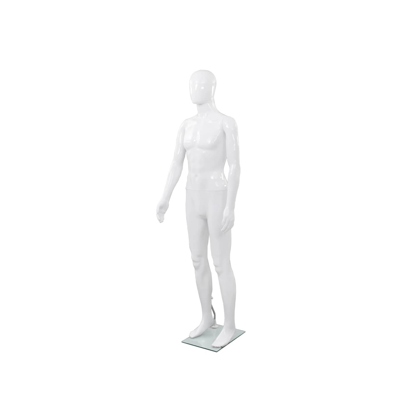 Mannequin homme corps complet base verre Blanc brillant 185 cm