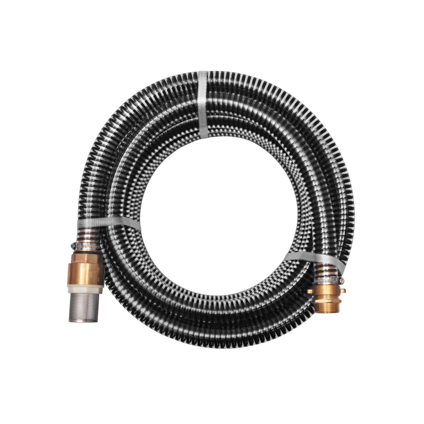 Tuyau d'aspiration avec raccords en laiton 15 m 25 mm Noir