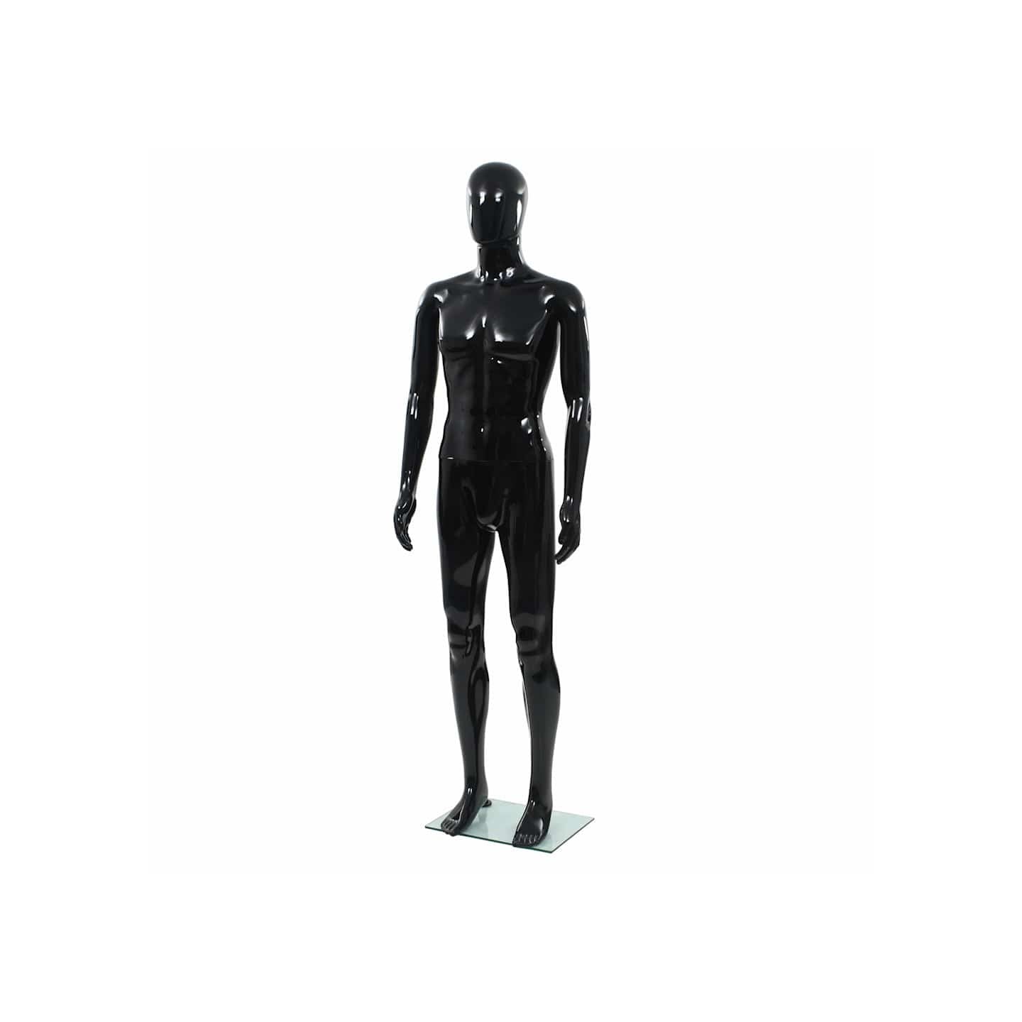 Mannequin homme corps complet base verre Noir brillant 185 cm