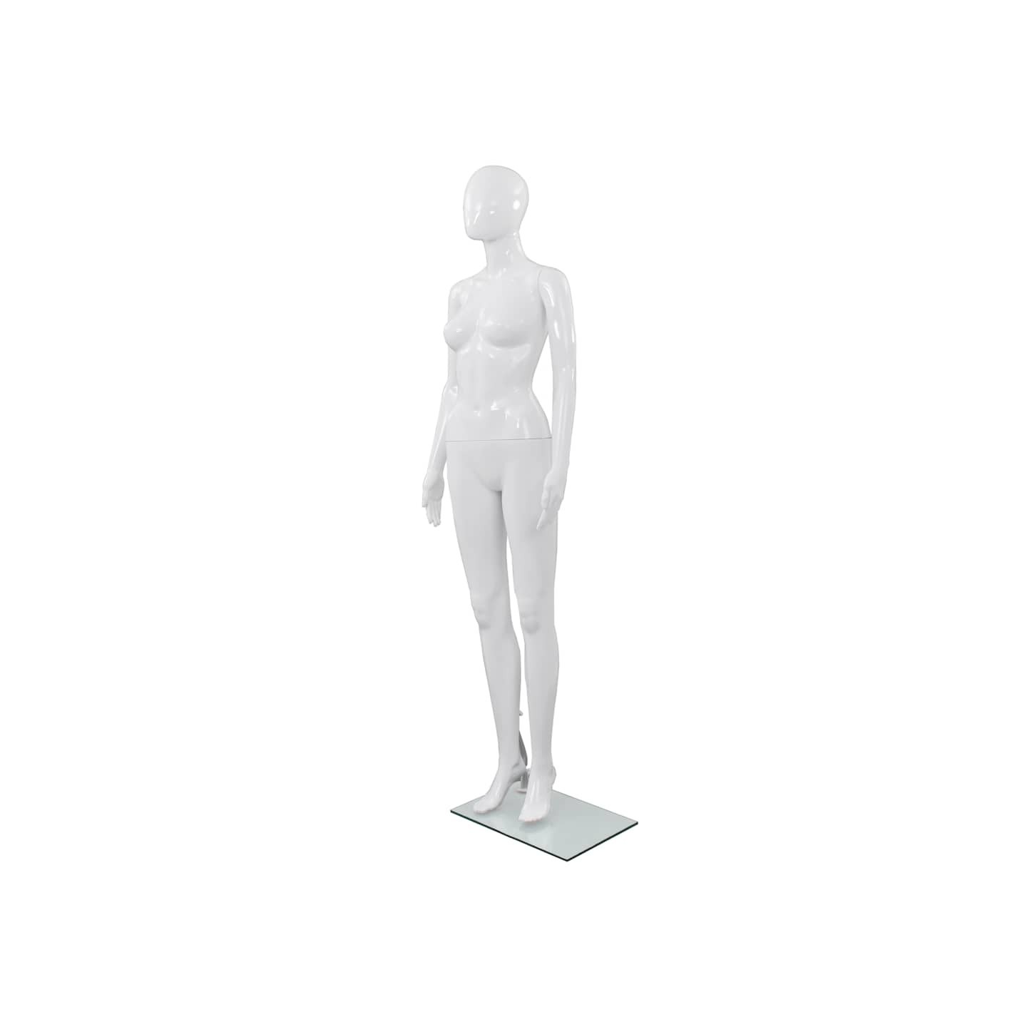 Mannequin femme corps complet base verre Blanc brillant 175 cm