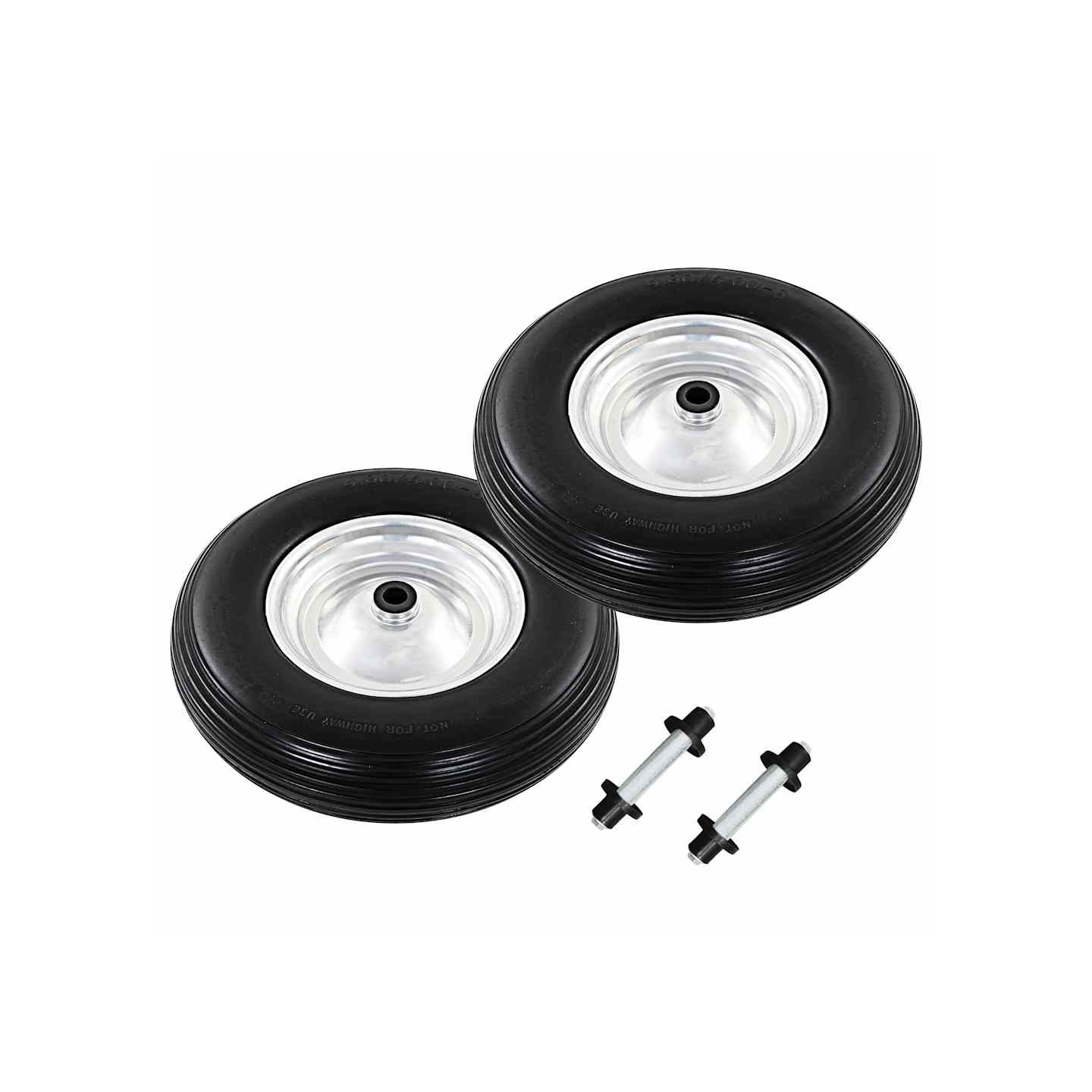 Roue de brouette avec axe 2 pcs PU solide 4.00-8 390 mm