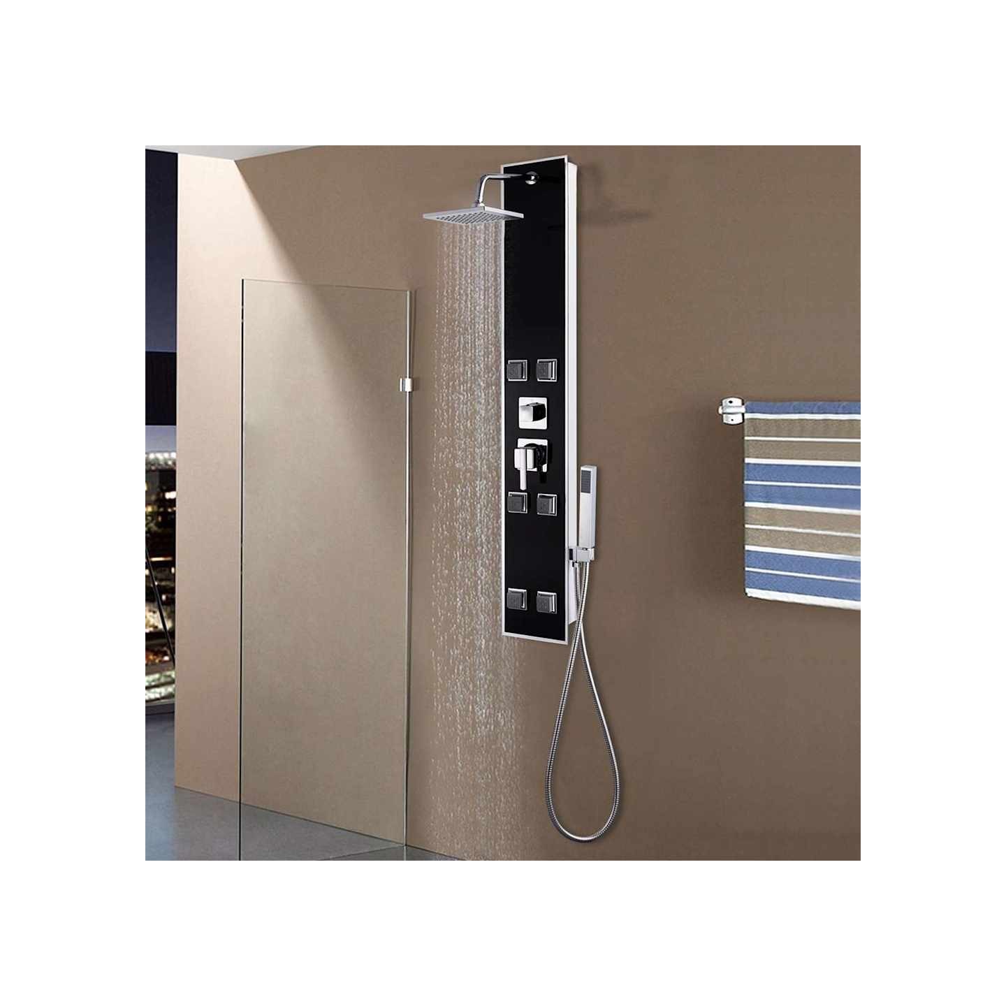 Panneau de douche Verre 18 x 42,1 x 120 cm Noir